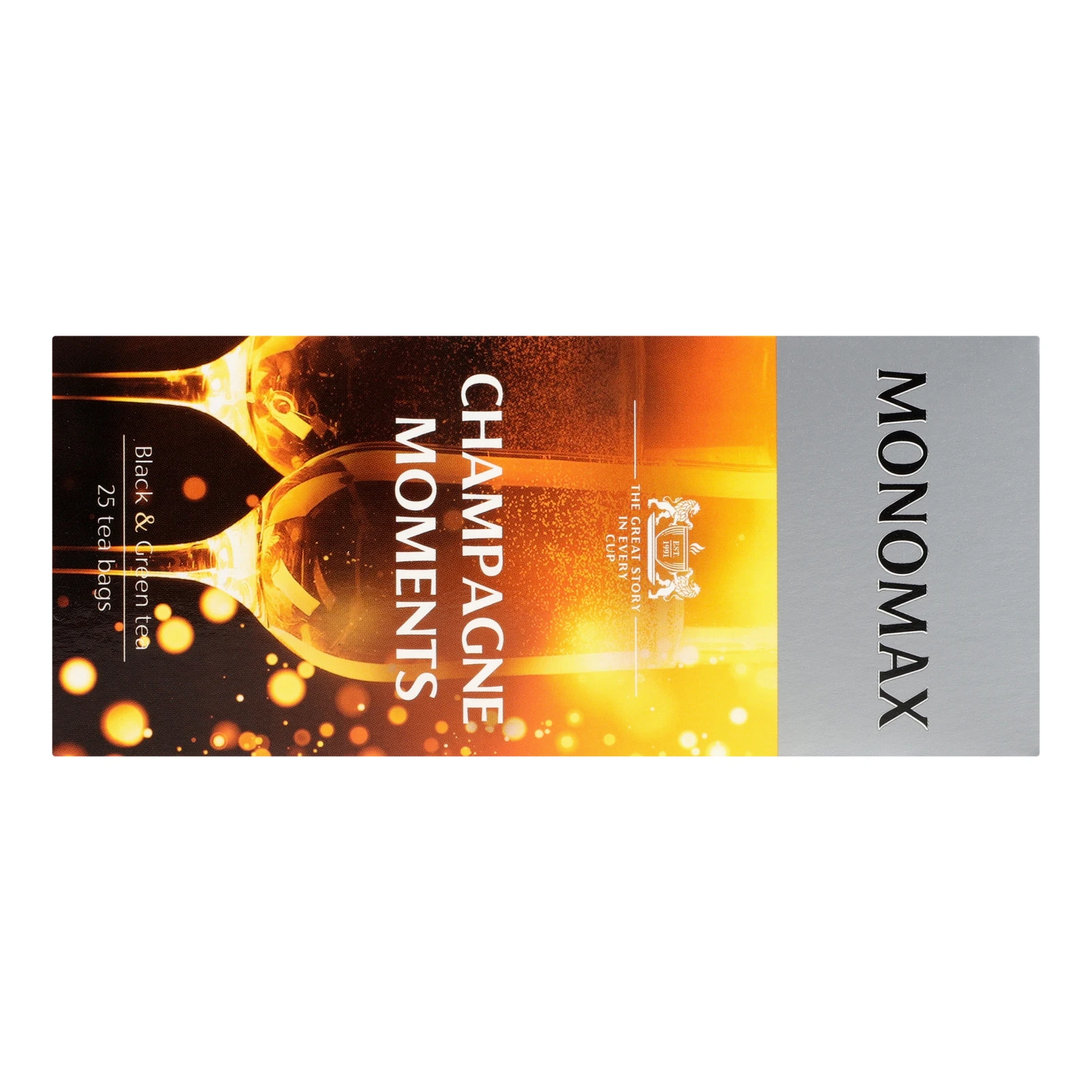 Чай Monomax Champagne moments бленд чорного та зеленого байхового дрібного 25х1.5г Фото №:2