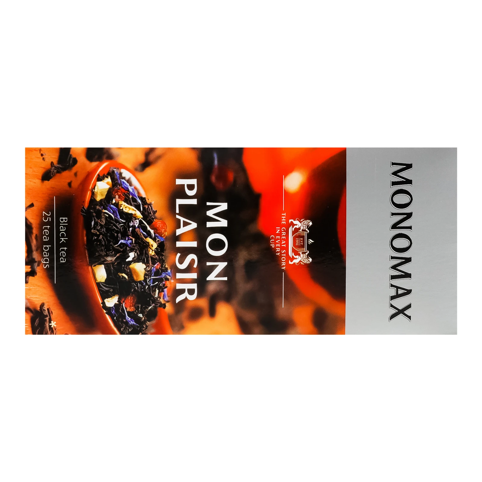 Чай Monomax Mon Plaisir чорний байховий з ягодами фруктами пелюстками квітів та ароматом тропічних фруктів 25х1.5г Фото №:2