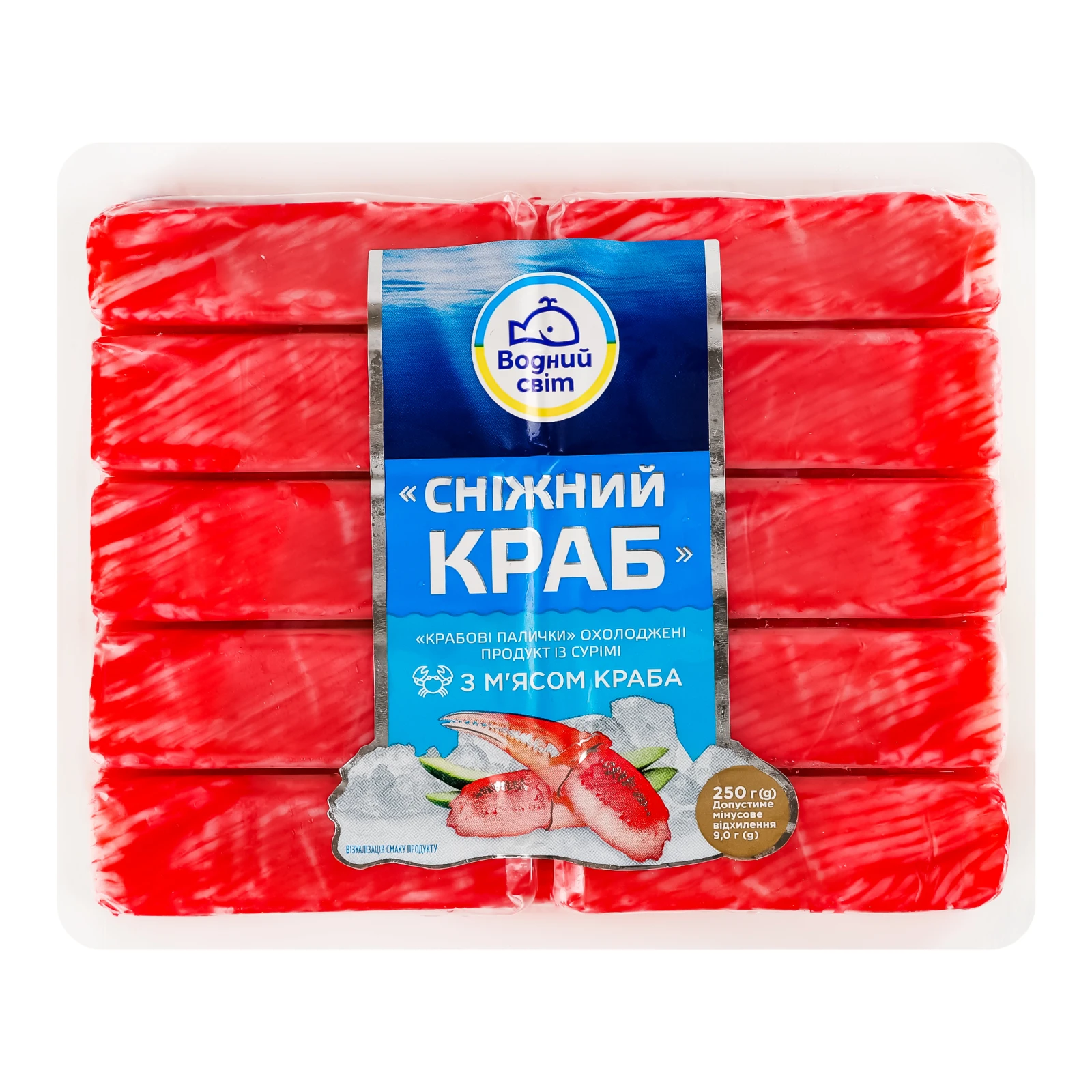 Палички крабові Водний світ Сніжний краб охолоджені 250г Фото №:1