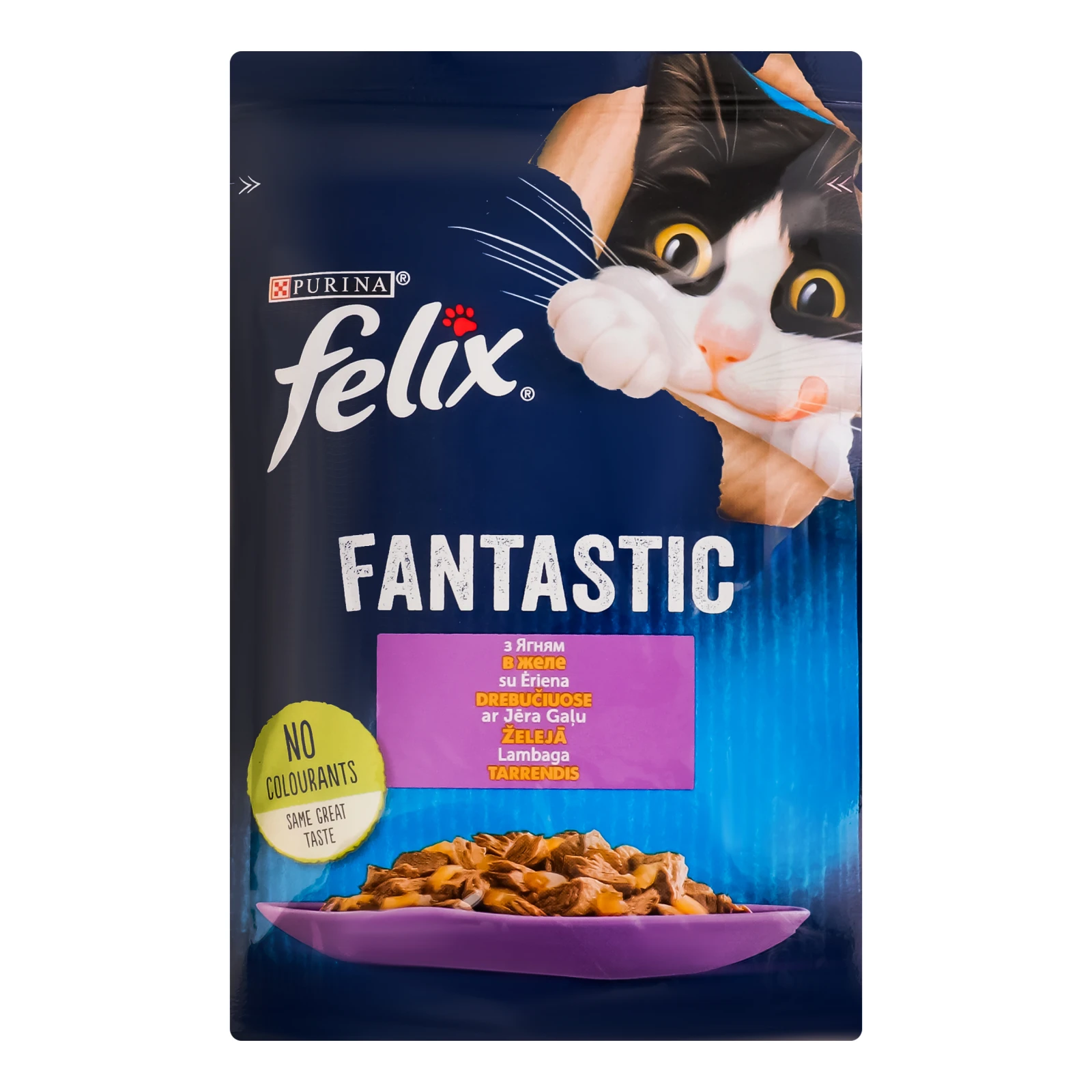 Корм консервований Felix Fantastic повнораціонний з ягням в желе для дорослих котів 85г Фото №:1