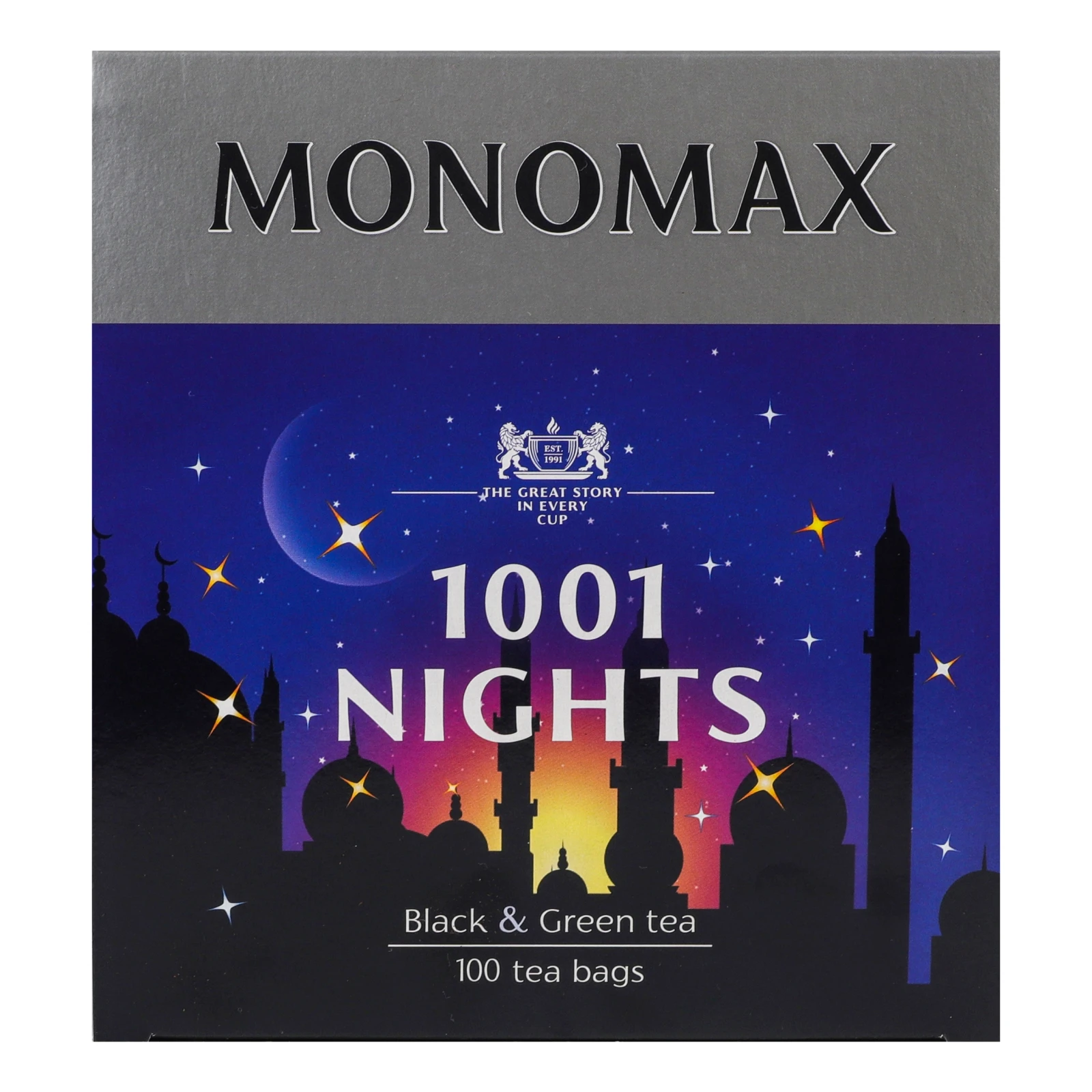 Чай Monomax 1001 Ніч бленд чорного та зеленого байхового дрібного з ароматом винограду 100х1.5г Фото №:2