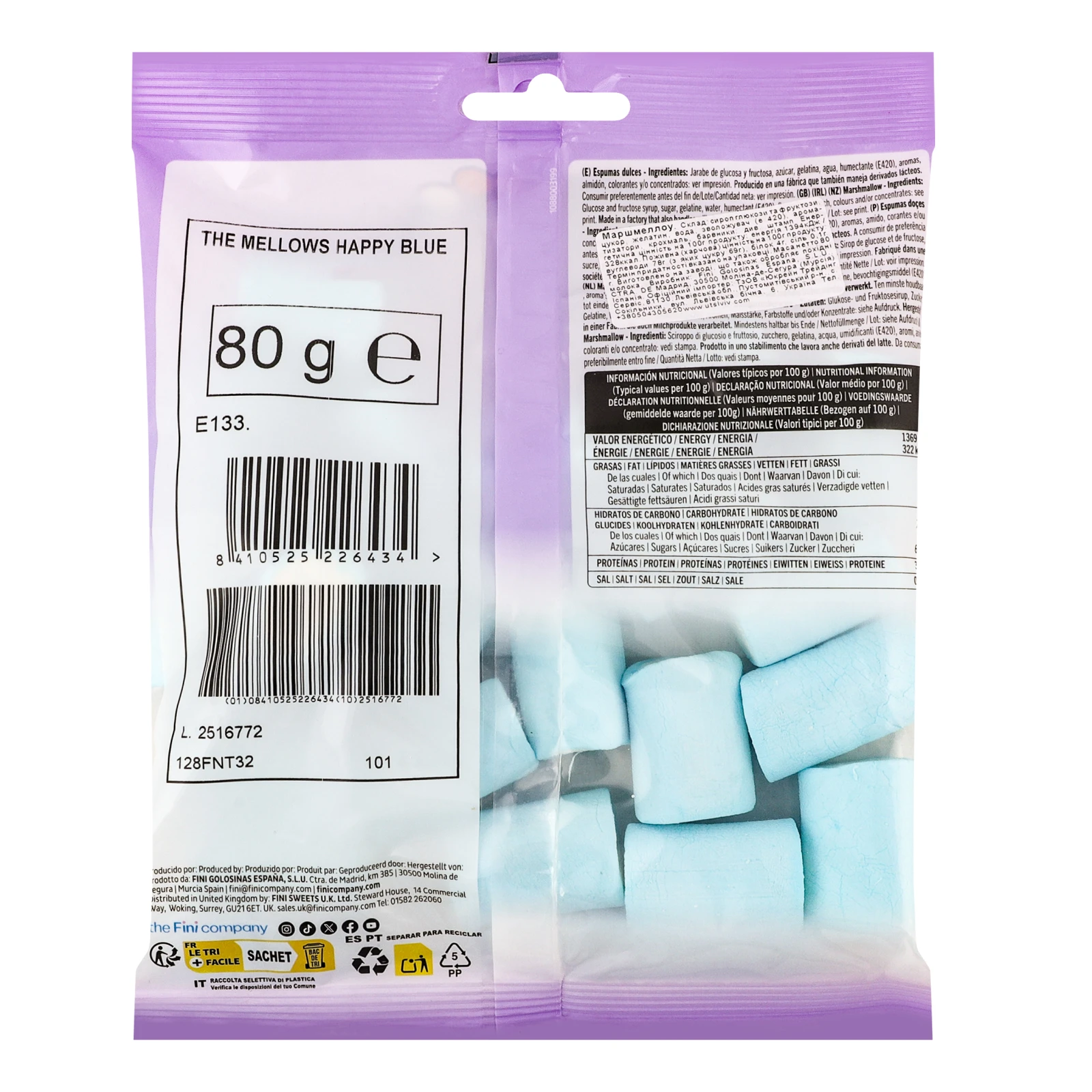 Маршмелоу Fini The mellows Happy blue 80г Фото №:2