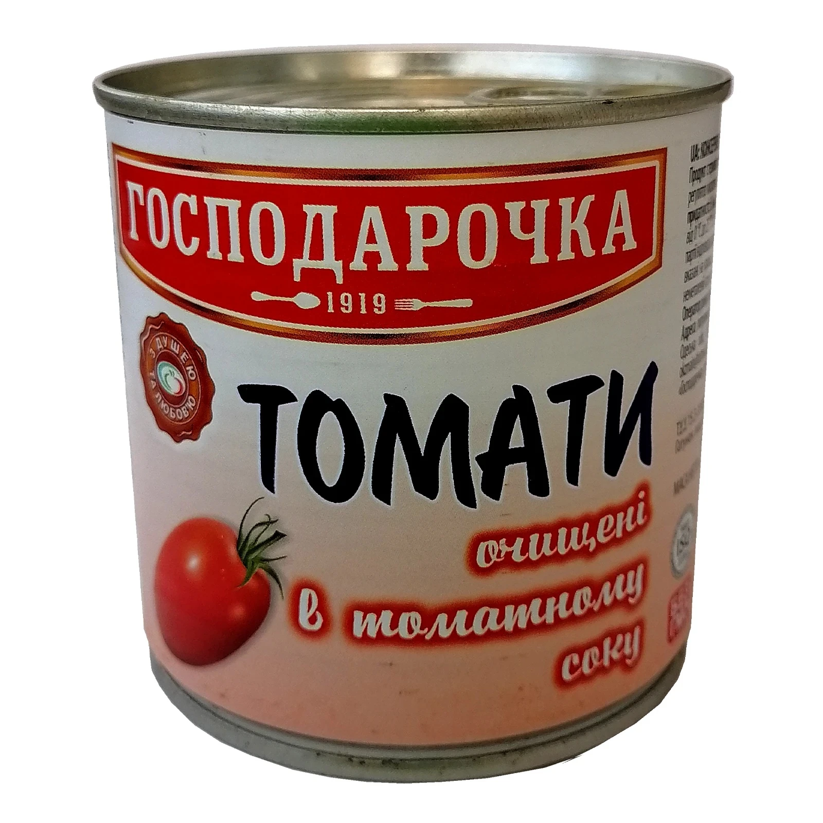 Томати Господарочка очищені в томатному соку 390г Фото №:1