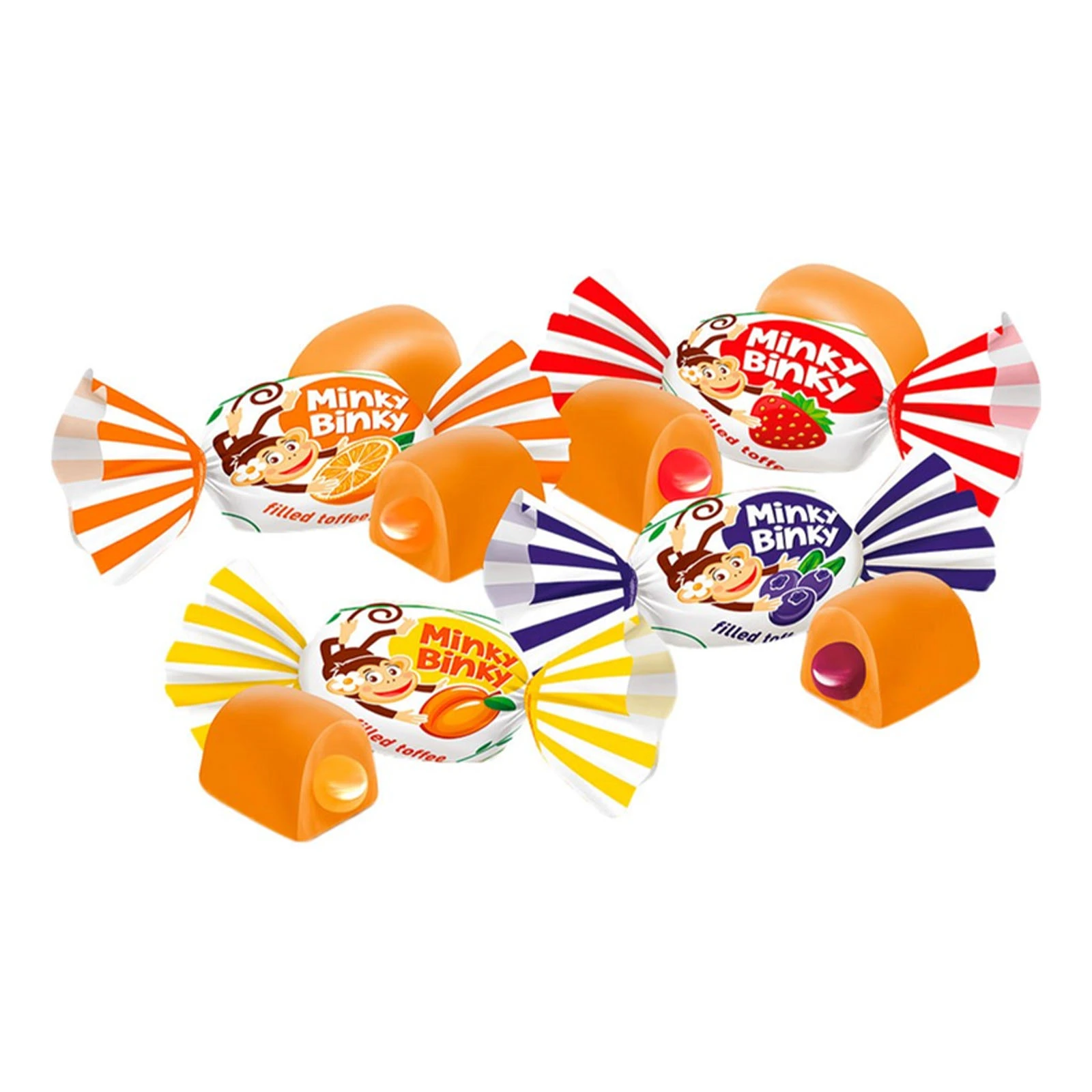 Цукерки Roshen ірис MINKY BINKY з желейною начинк
