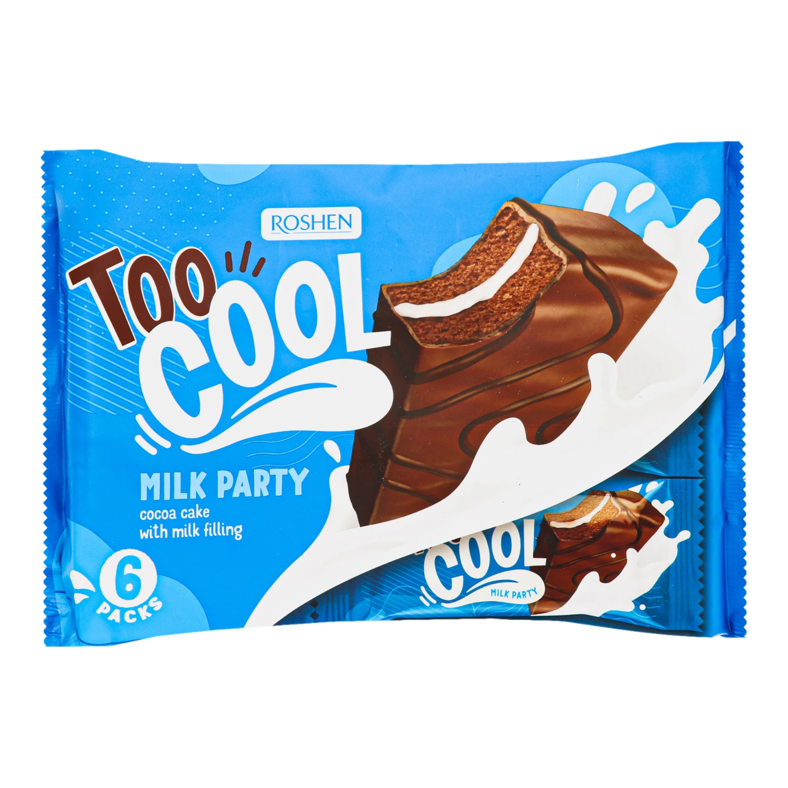 Тістечка Roshen Too Cool Milk Party бісквітні глазуровані з молочною начинкою 6х45г