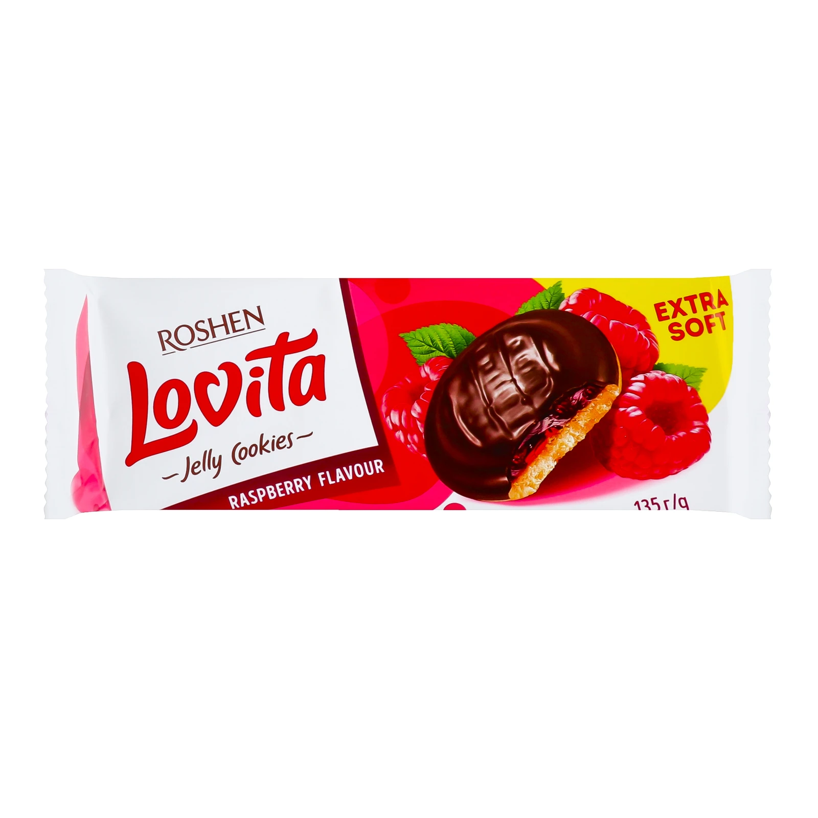 Печиво Roshen Jelly Cookies Lovita здобне з желейною начинкою зі смаком малини 135г Фото №:1
