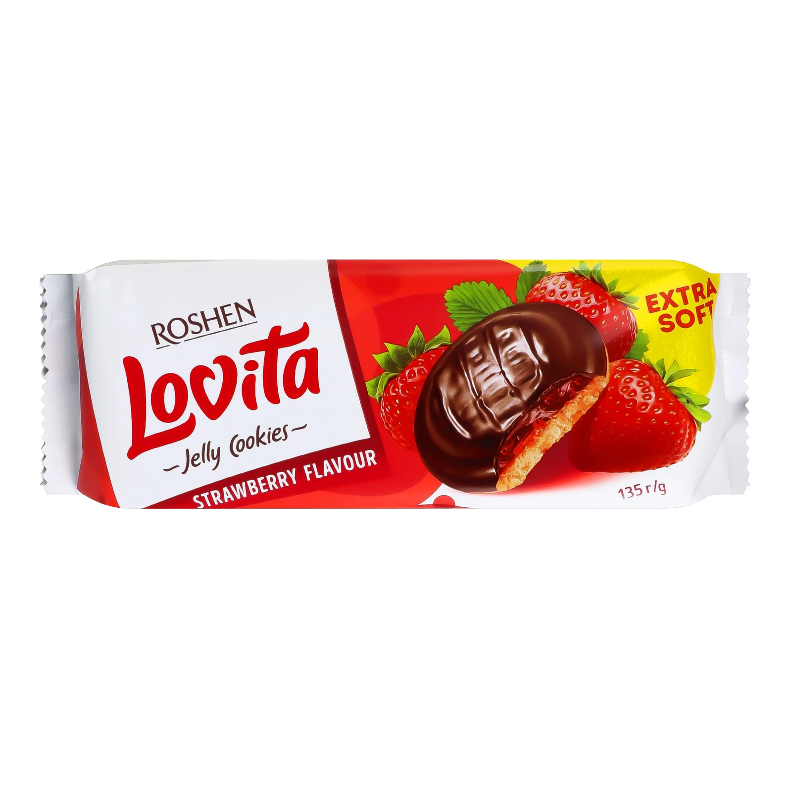 Печиво Roshen Lovita здобне Jelly Cookies з желейною начинкою зі смаком полуниці 135г Фото №:1