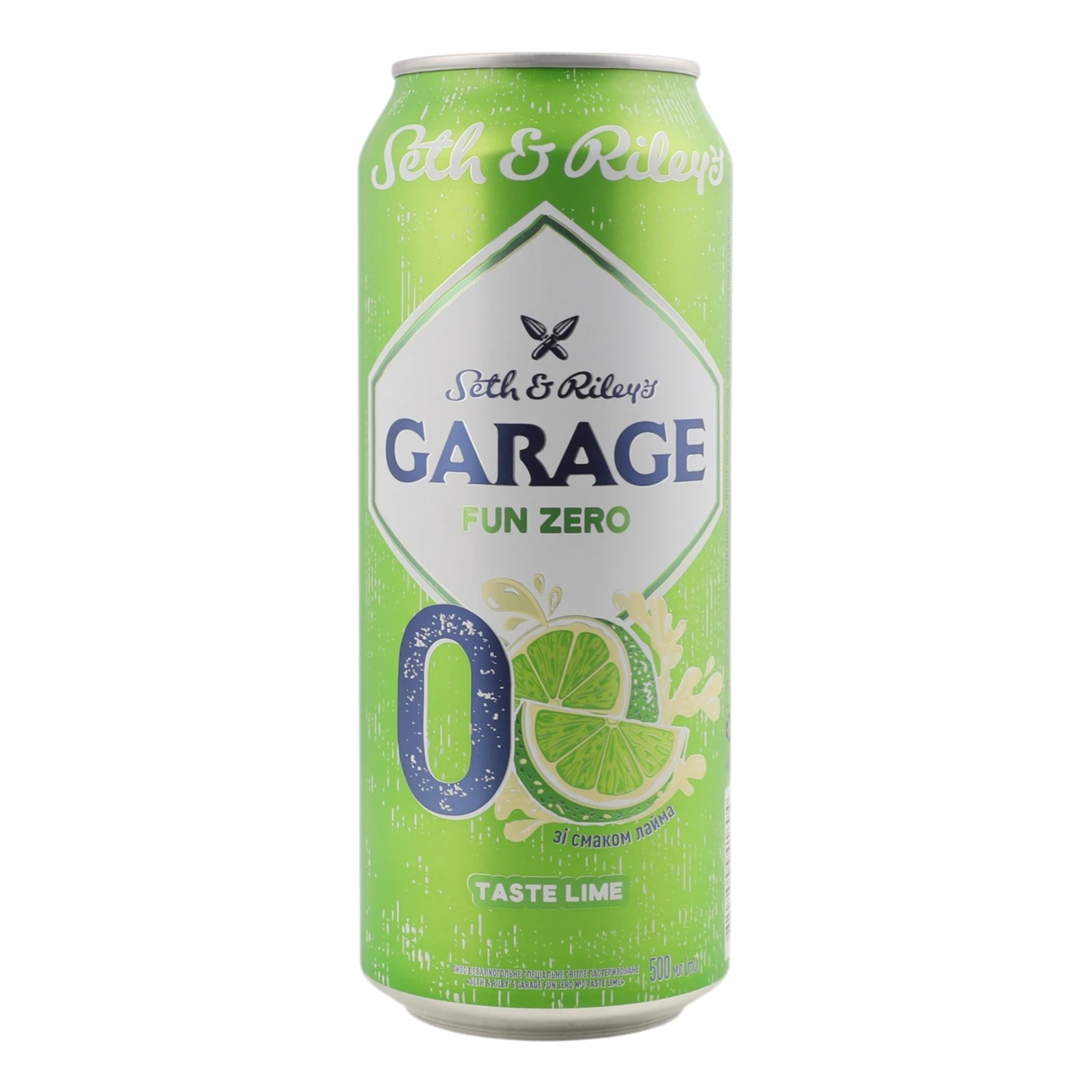 Пиво Seth&Riley's Garage Fun Zero спеціальне безалкогольне №0 світле пастеризоване Taste Lime 0.5л Фото №:1