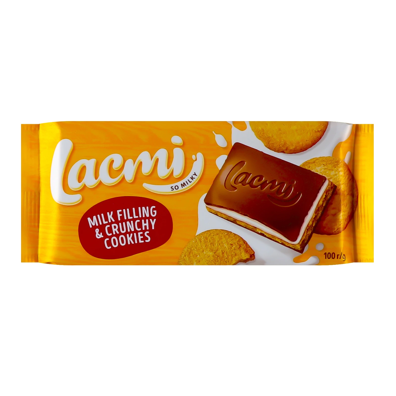Шоколад Roshen Lacmi Milk filling&Crunchy cookies молочний з молочною начинкою та печивом 100г