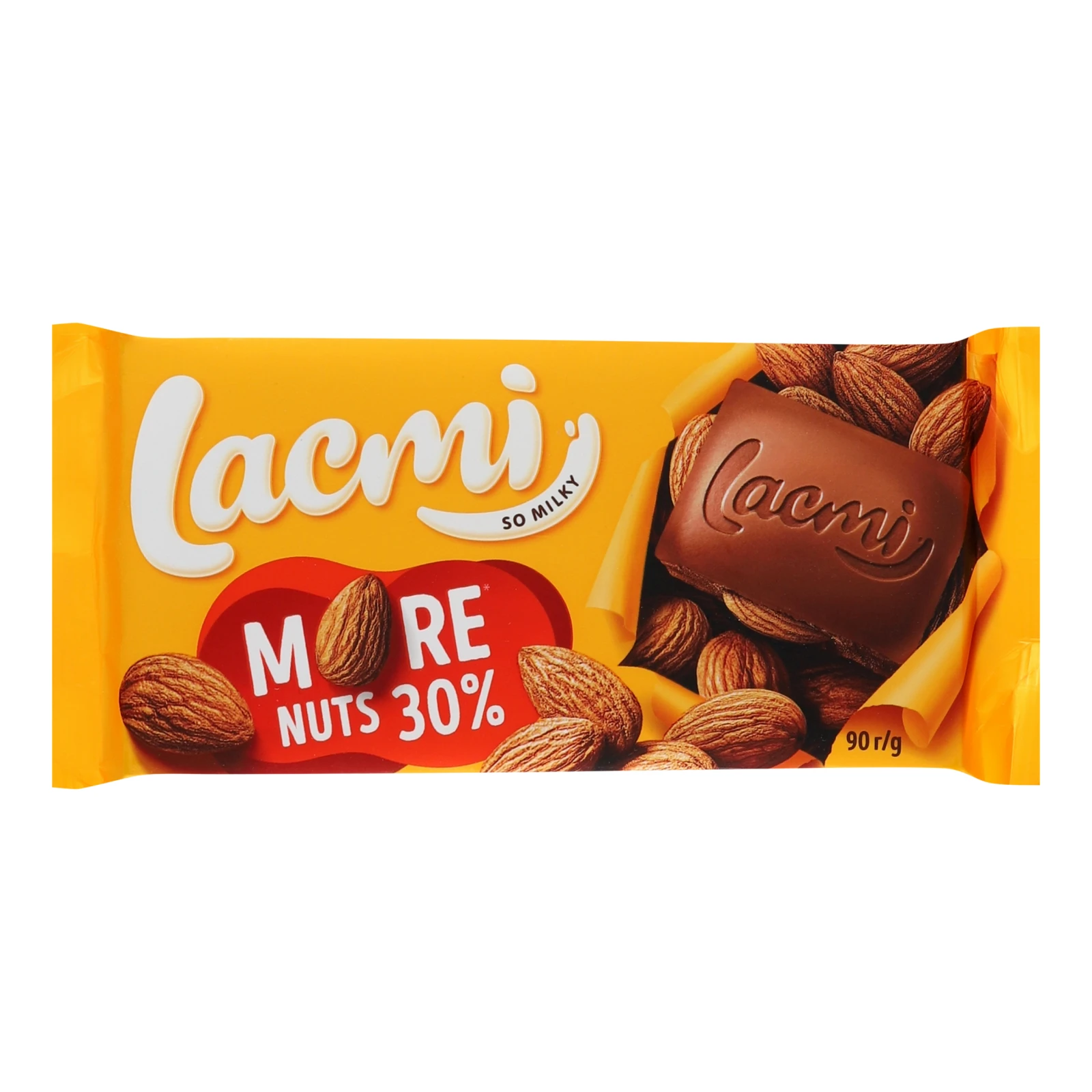 Шоколад Roshen Lacmi молочний з цілим мигдалем 90г
