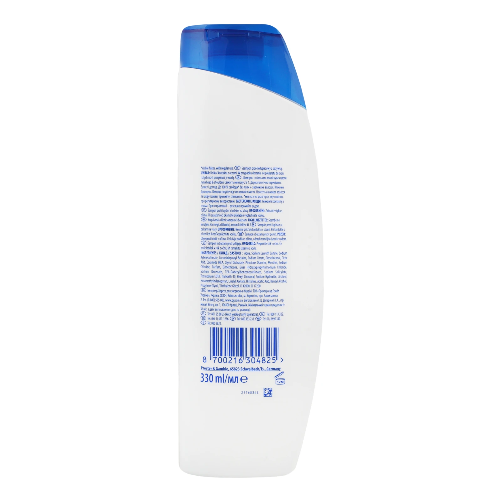 Шампунь та бальзам-ополіскувач Head&Shoulders Menthol Fresh 2в1 проти лупи 330мл фото 2
