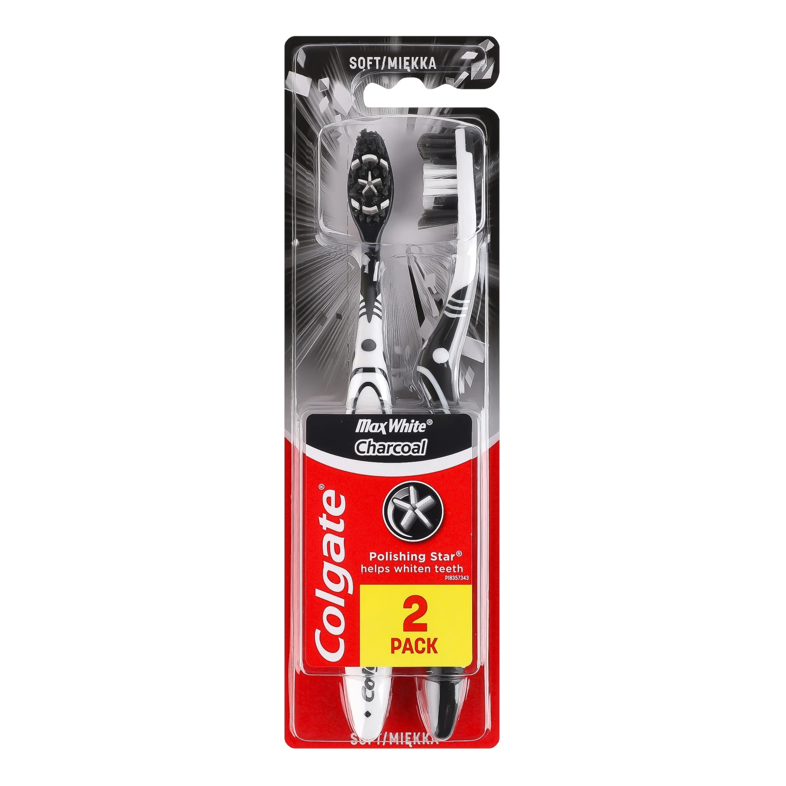 Щітка зубна Colgate Max White Charcoal Soft 2шт/уп Фото навігації №:1