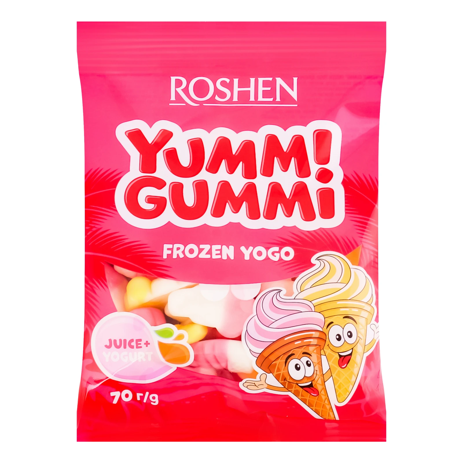 Цукерки желейні Roshen Yummi Gummi Frozen Yogo неглазуровані 70г