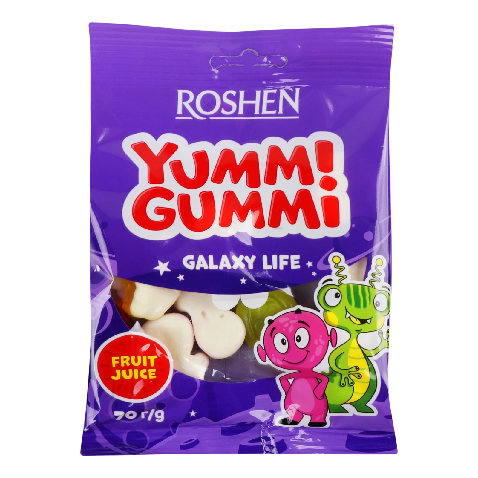 Цукерки желейні Roshen Yummi Gummi Galaxy Life неглазуровані 70г Фото №:1