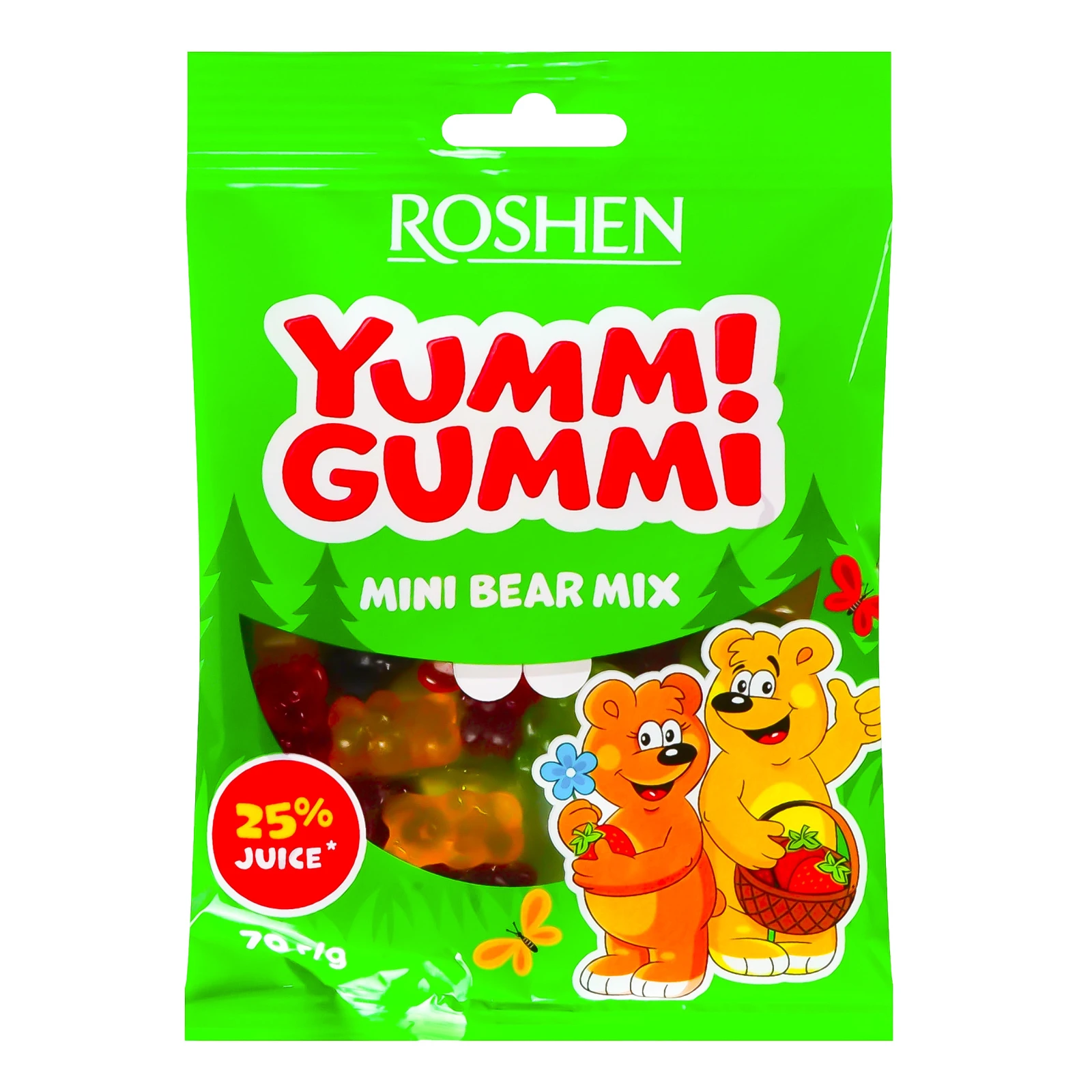 Цукерки желейні Roshen Yummi Gummi Mini Bear Mix неглазуровані 70г