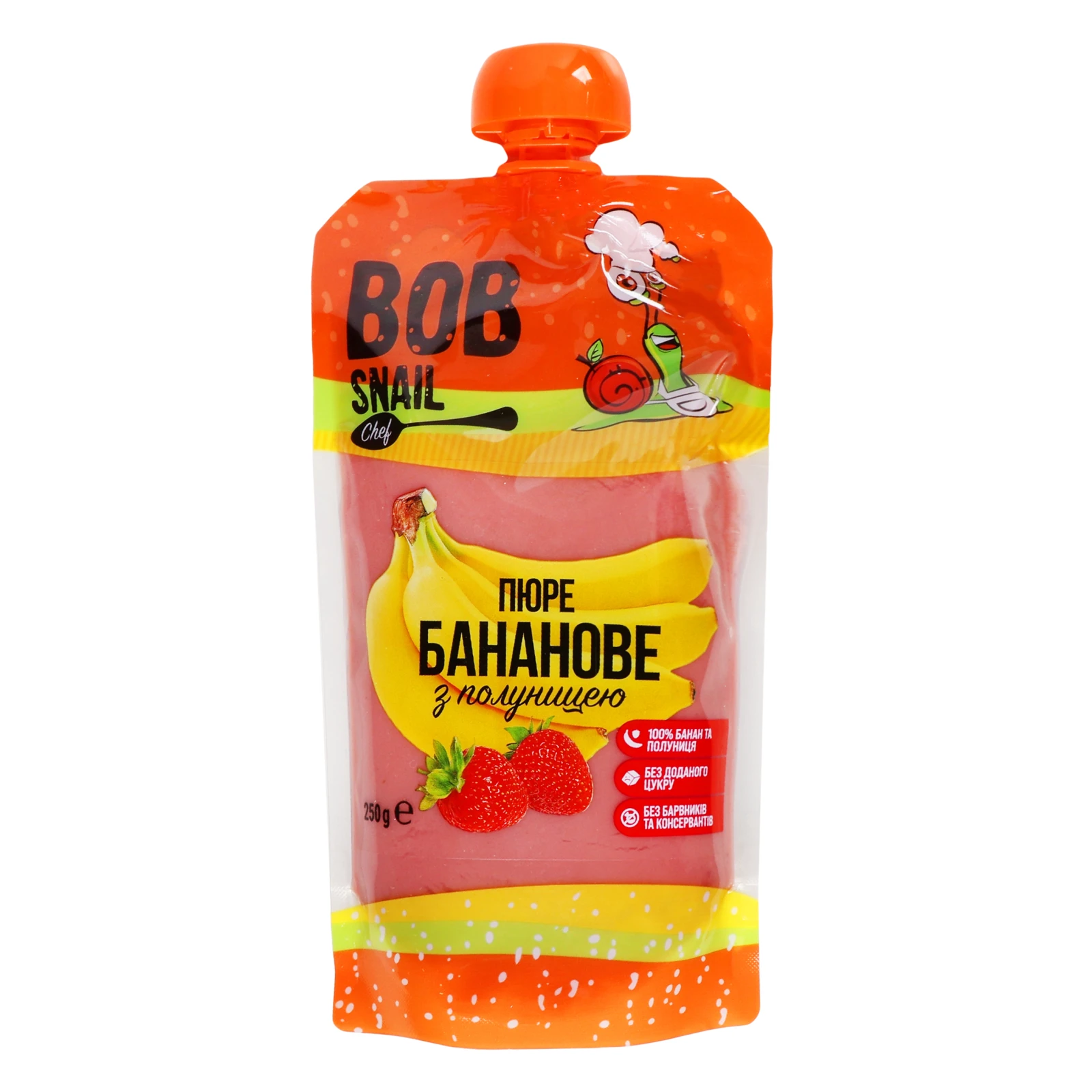 Пюре Bob Snail Банан-полуниця фруктово-ягідне 250г Фото №:1