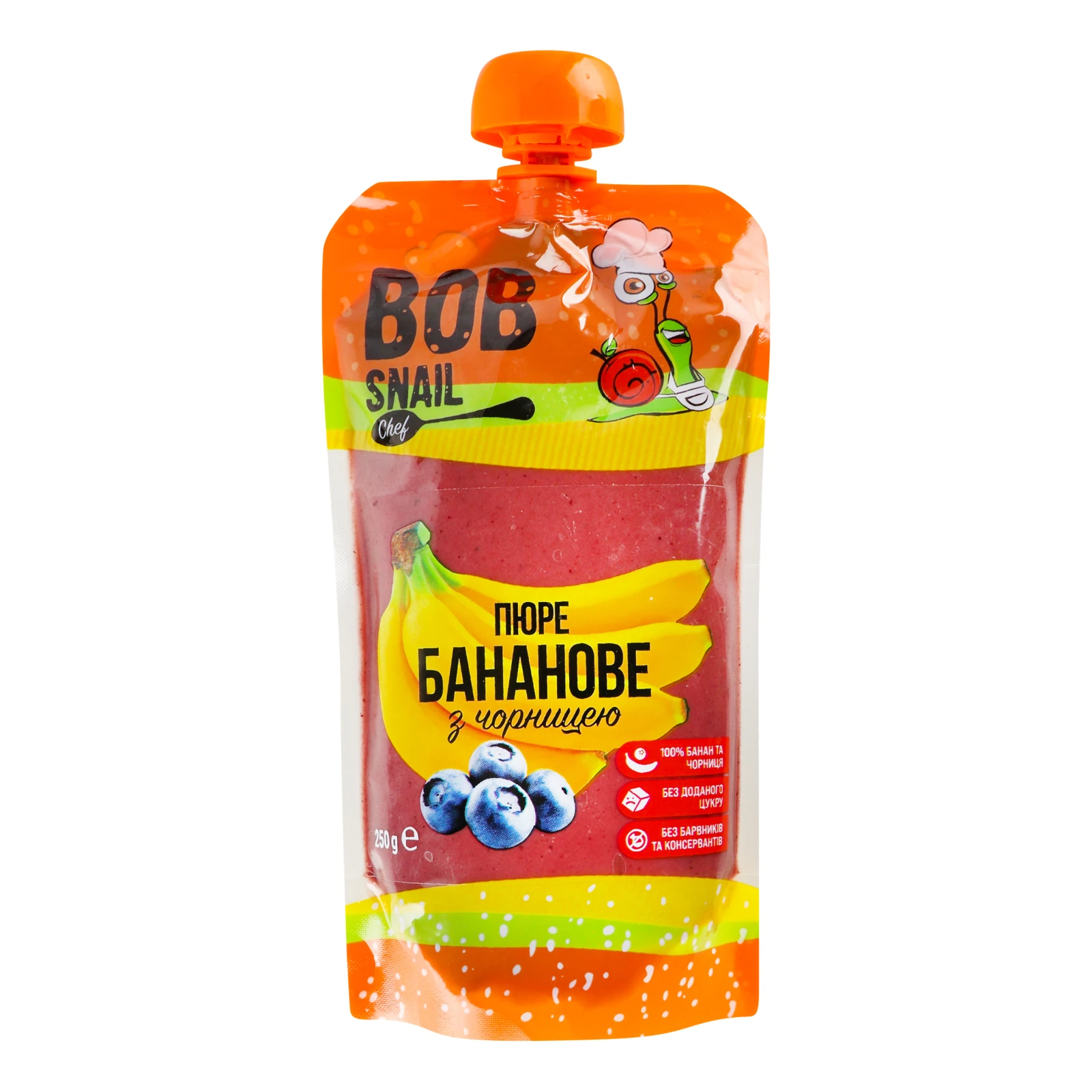 Пюре Bob Snail Банан-чорниця фруктово-ягідне 250г Фото навігації №:1