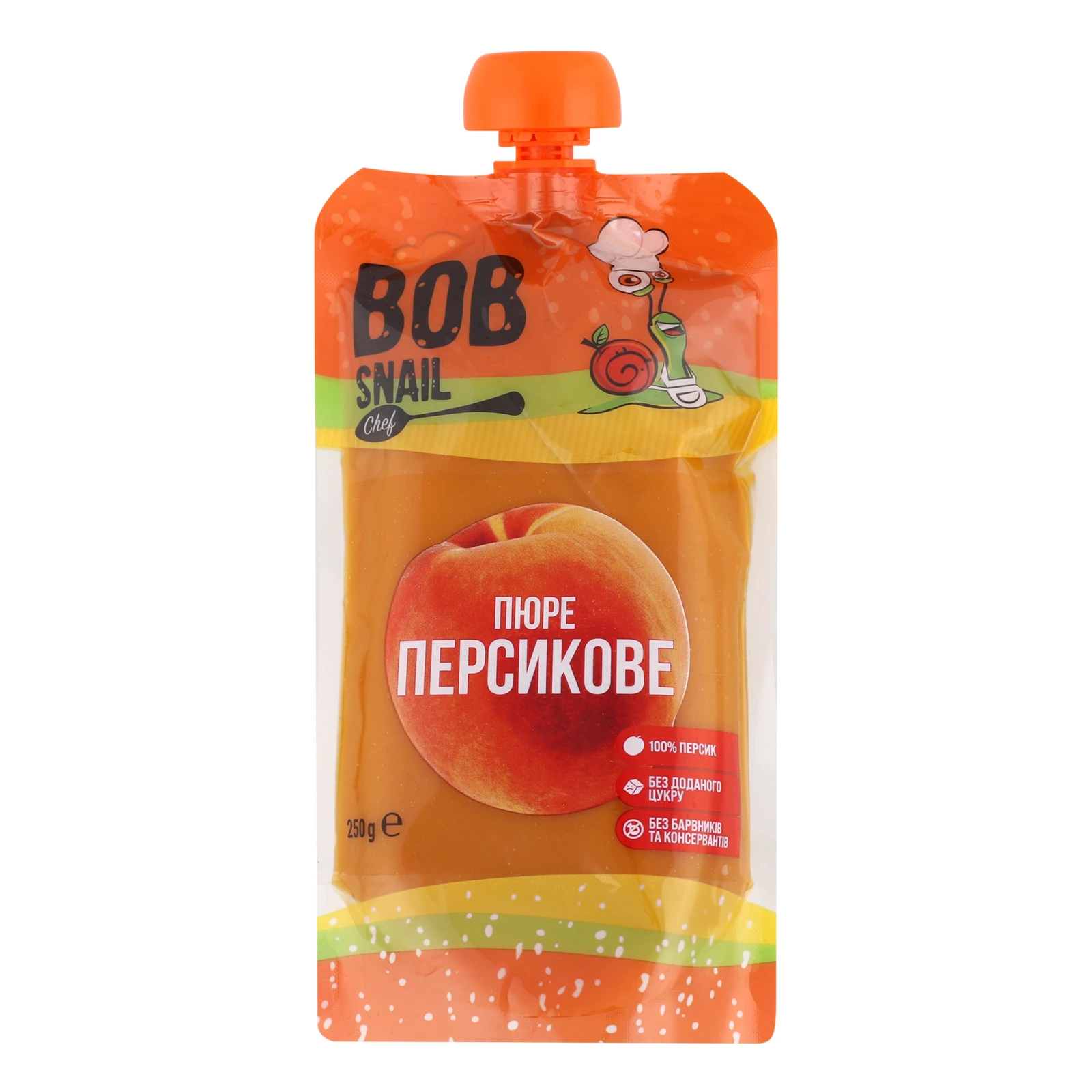 Пюре Bob Snail фруктове пастеризоване Персик 250г Фото №:1