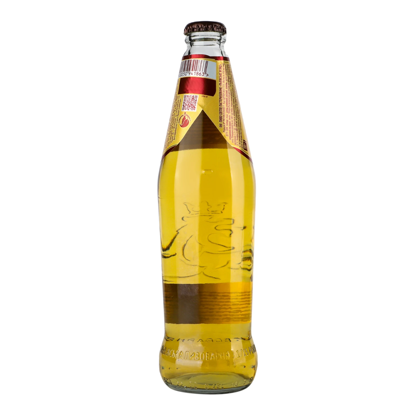 Пиво Львівське М'яке світле пастеризоване 4.2% 0.45л Фото №:2