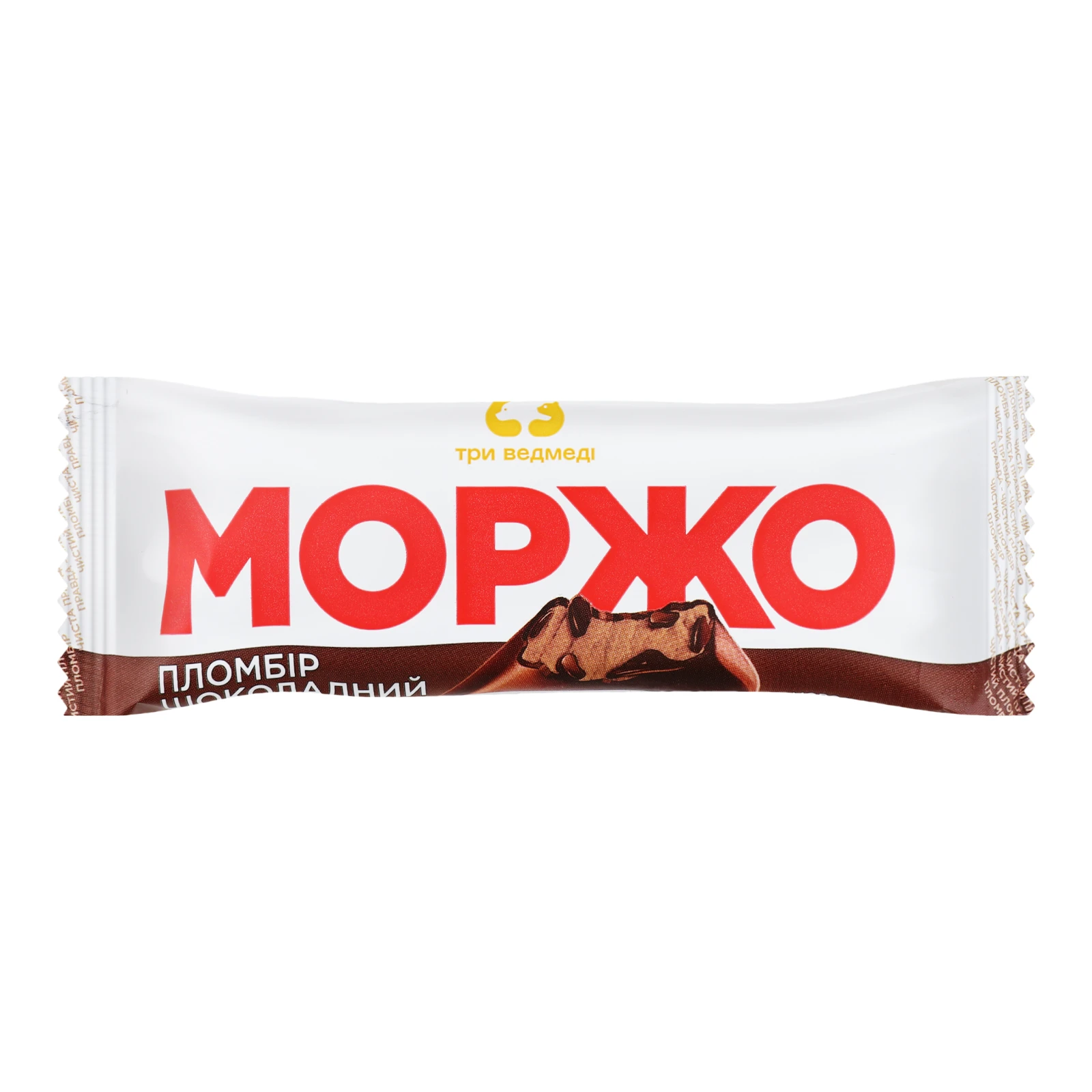 Морозиво Три ведмеді Моржо пломбір шоколадний глазуроване 12% 80г Фото навігації №:1