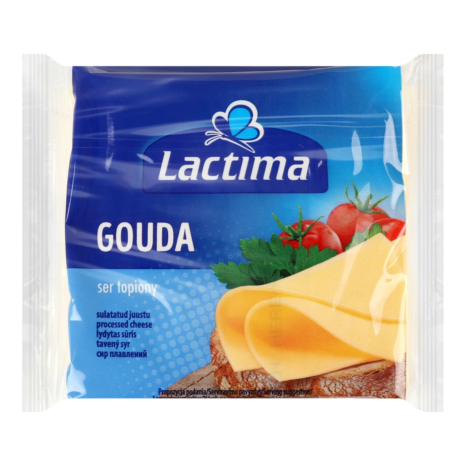 Сир плавлений Lactima Gouda скибочки 36.2% 8*16.25г/уп Фото №:1