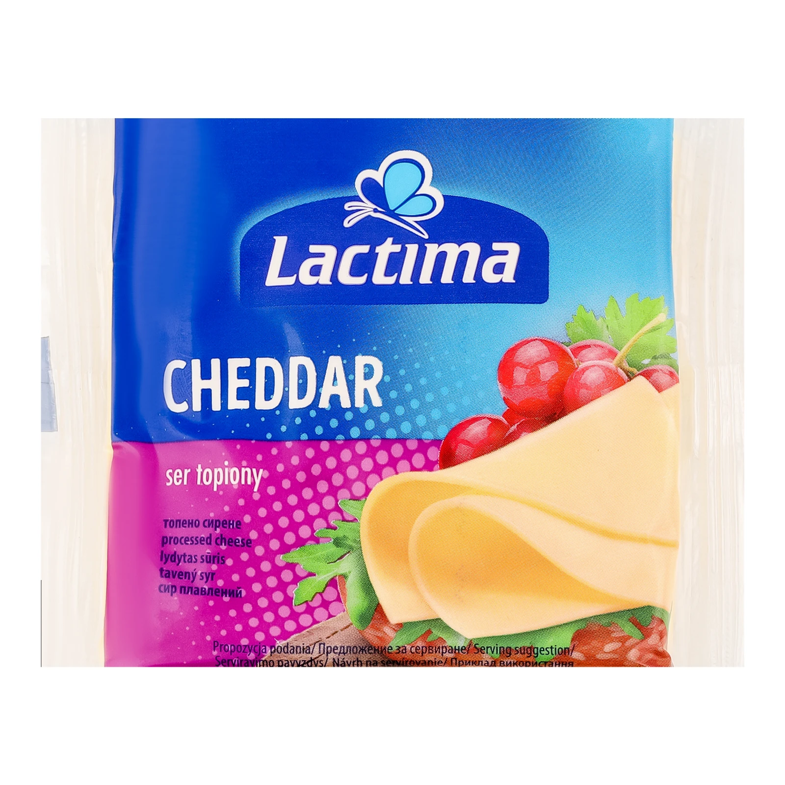 Сир плавлений Lactima Cheddar скибочки 36.2% 8х16.25г