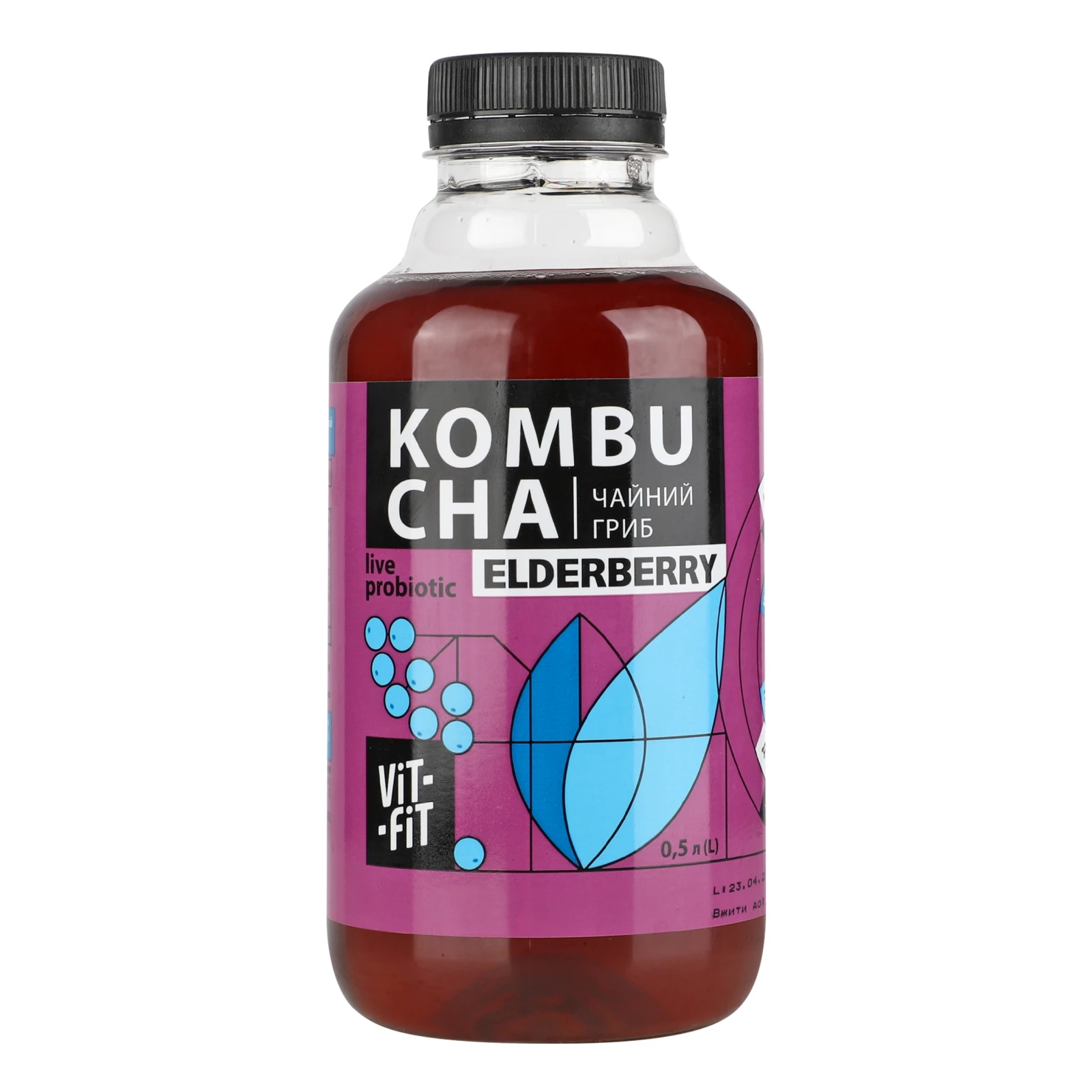 Напій Vit-Fit Kombucha Elderberry бродіння фільтрований непастеризований 0.5л Фото №:1