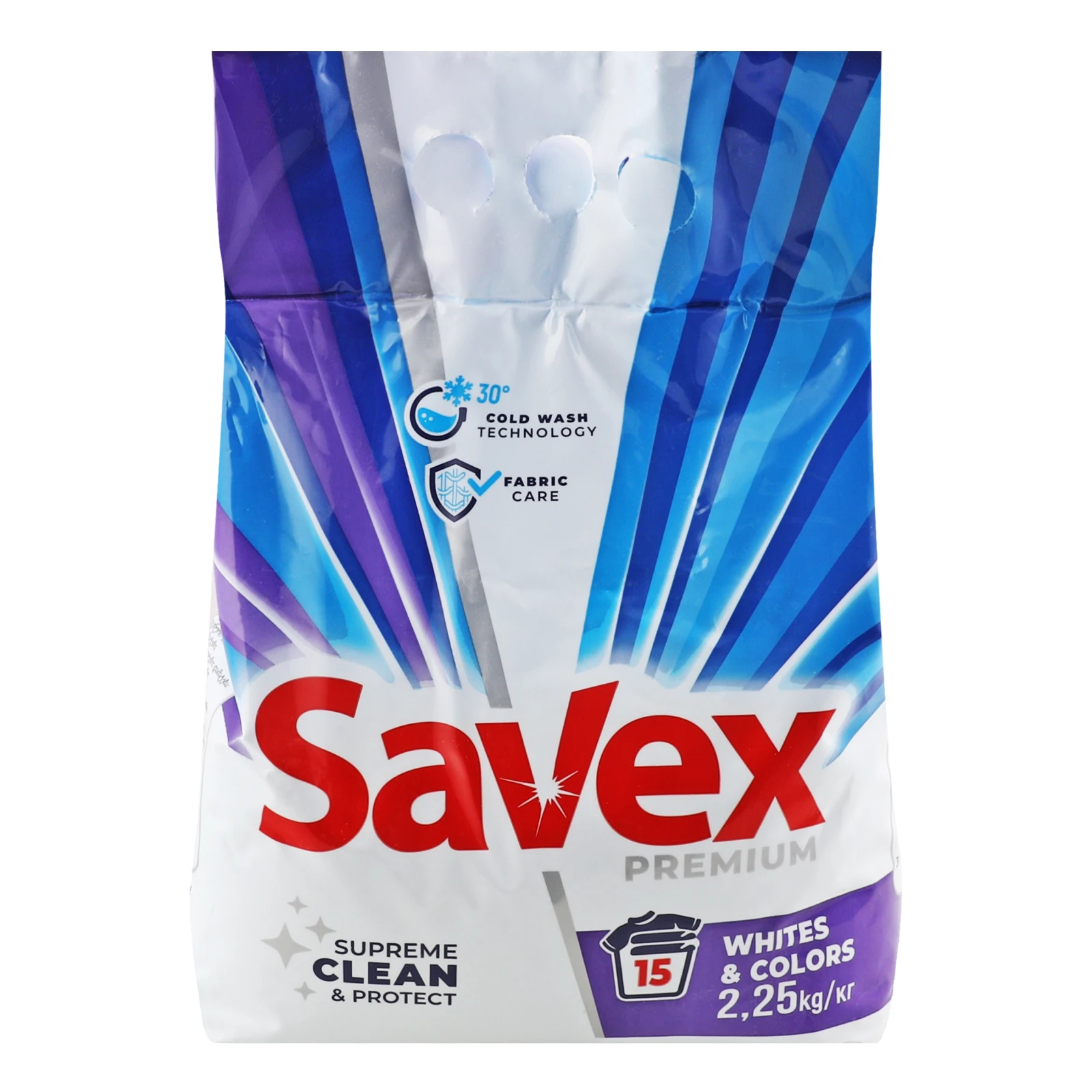 Засіб миючий Savex Premium White&Colors порошкоподібний для автоматичного прання 2.25кг Фото №:1