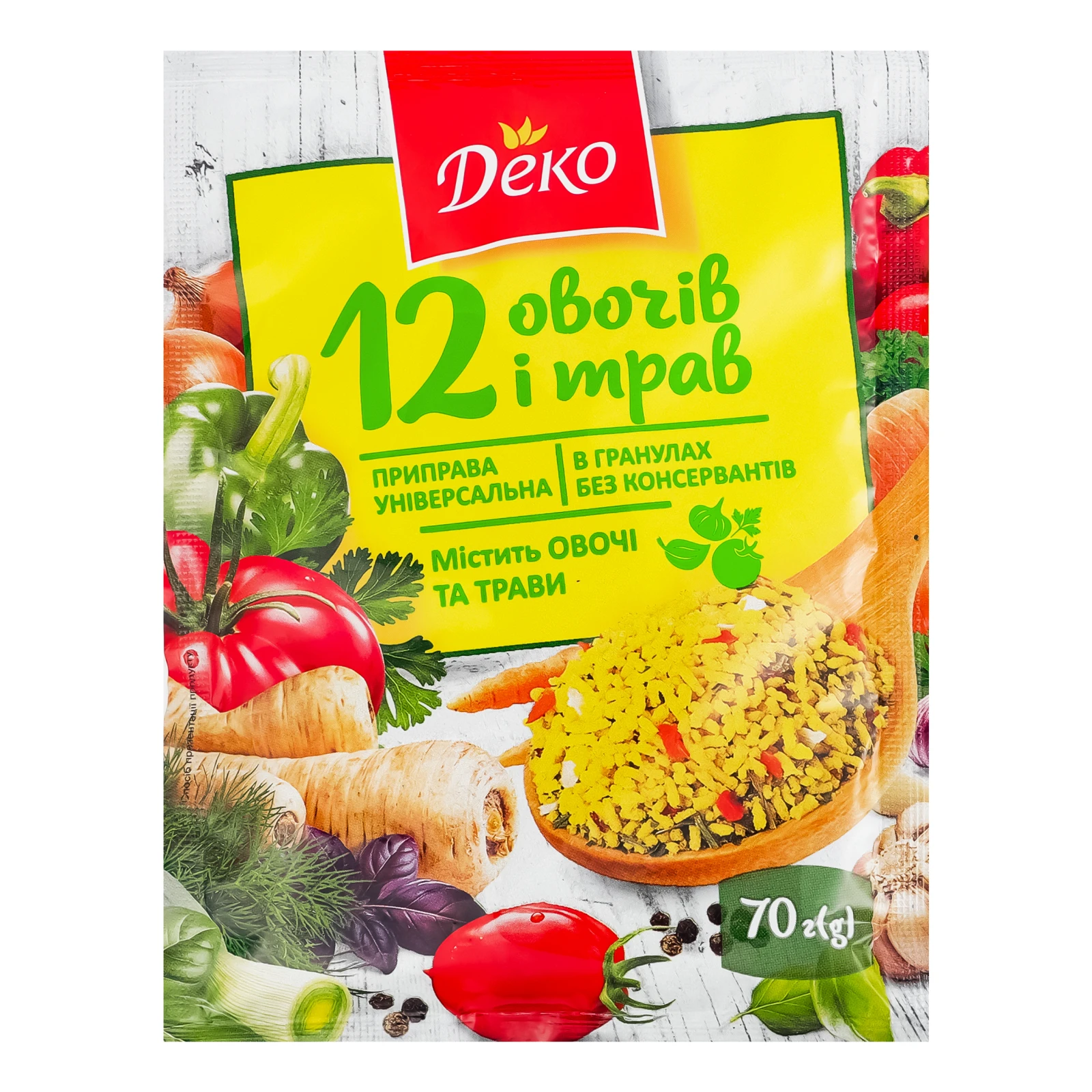 Приправа Деко 12 овочів і трав універсальна в гранулах 70г Фото №:1