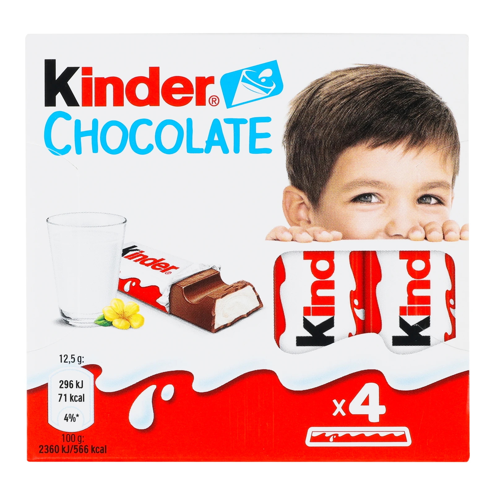 Шоколад Kinder Chocolate молочний з молочною начинкою 4*12.5г/уп Фото №:1