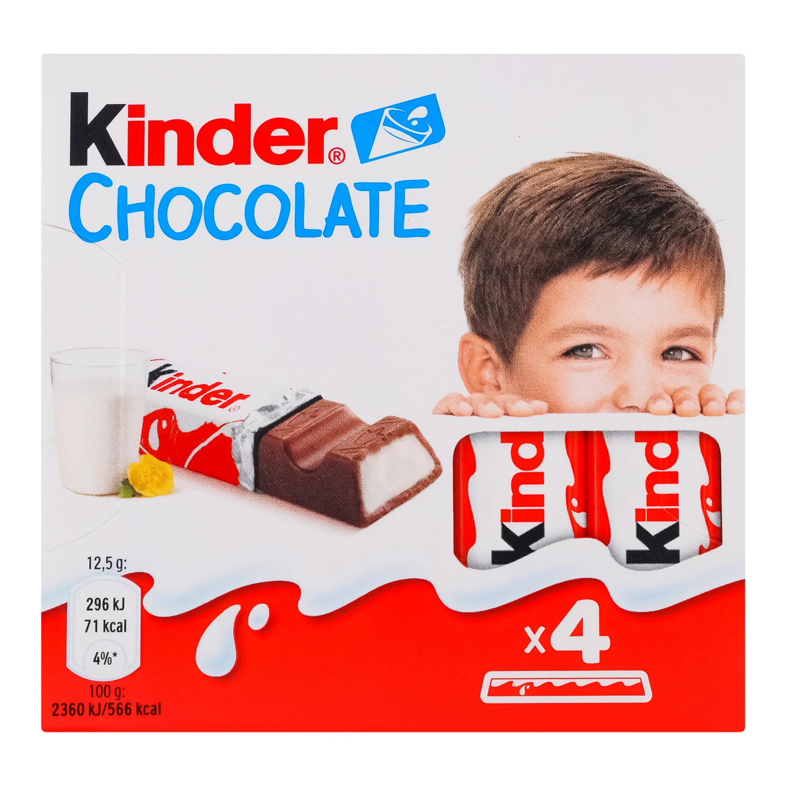 Шоколад Kinder Chocolate молочний з молочною начинкою 4*12.5г Фото навігації №:1