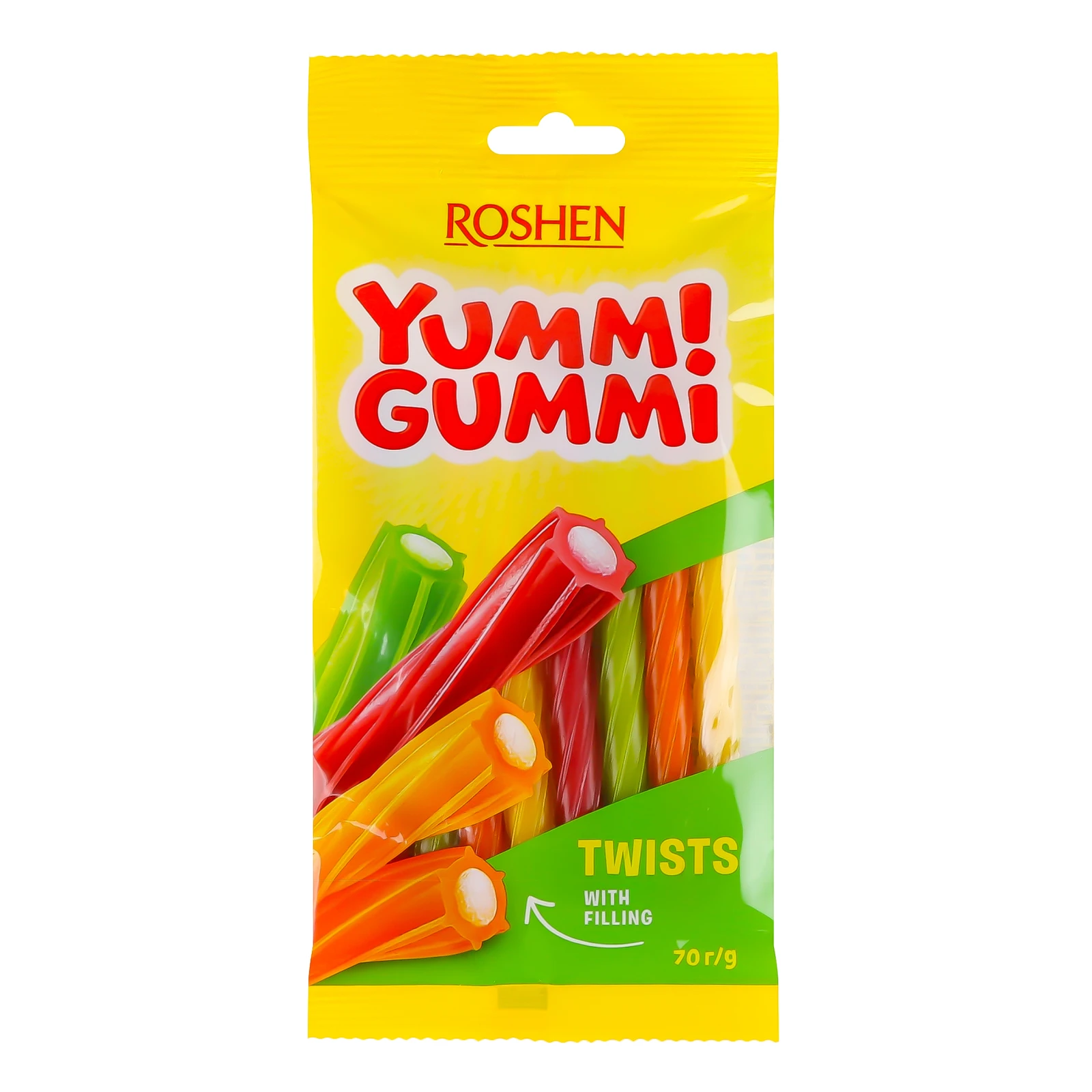 Цукерки желейні Roshen Yummi Gummi Twists неглазуровані 70г Фото №:1