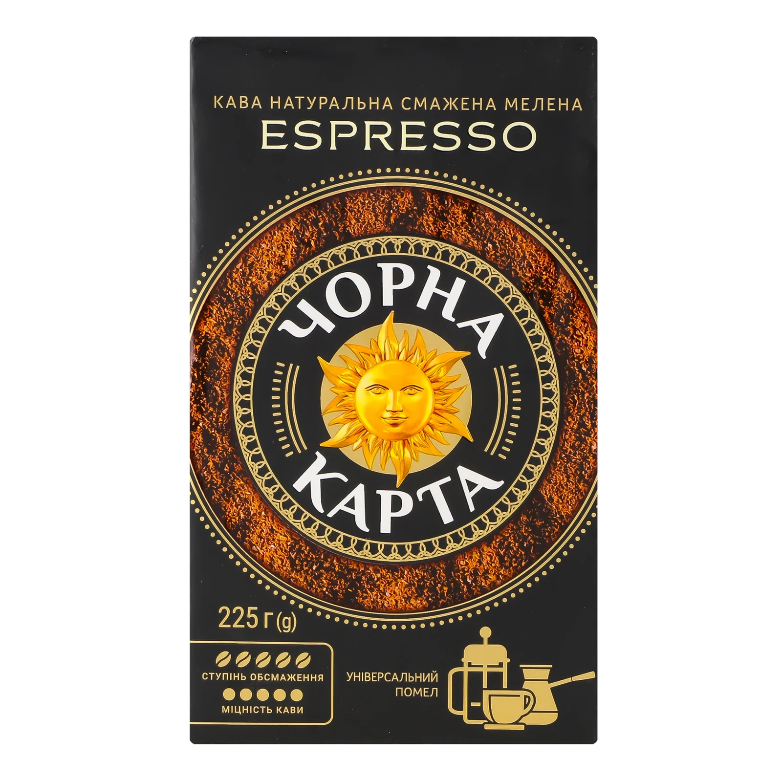 Кава Чорна Карта Espresso натуральна смажена мелена 225г Фото №:1