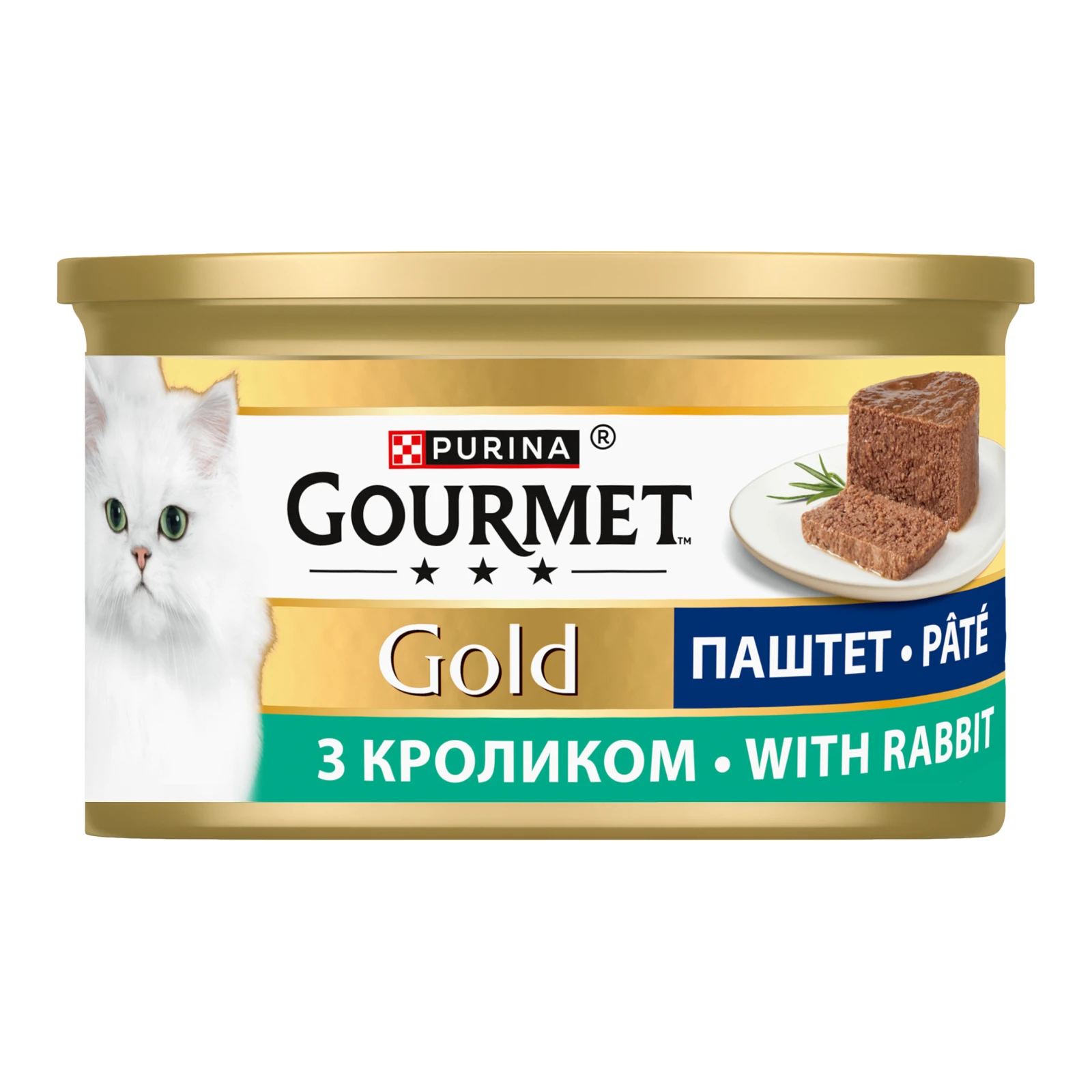 Корм для котів Gourmet Gold паштет консервований повнораціонний для дорослих котів з кроликом 85г Фото №:1