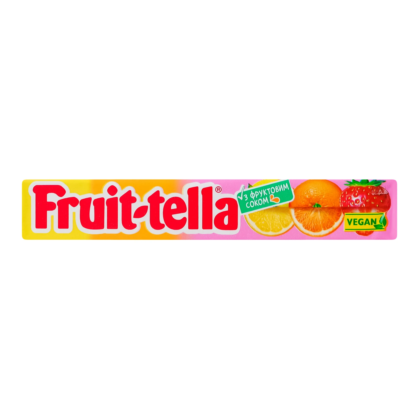 Цукерки жувальнi Fruit-tella асортi зі смаком полуниці, апельсина, лимона 41г