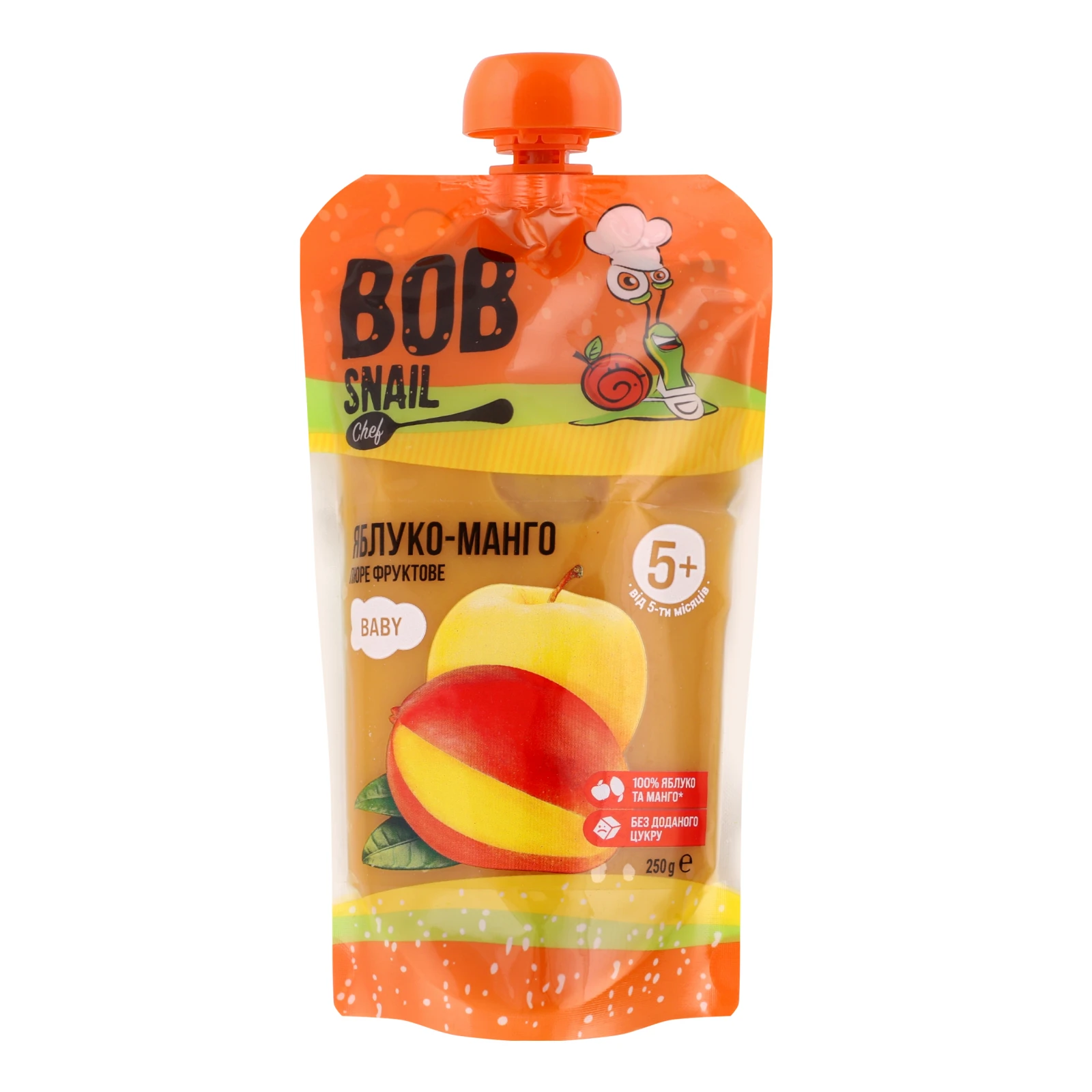 Пюре Bob Snail Baby фруктове Яблуко-манго для дітей від 5-ти місяців 250г Фото №:1