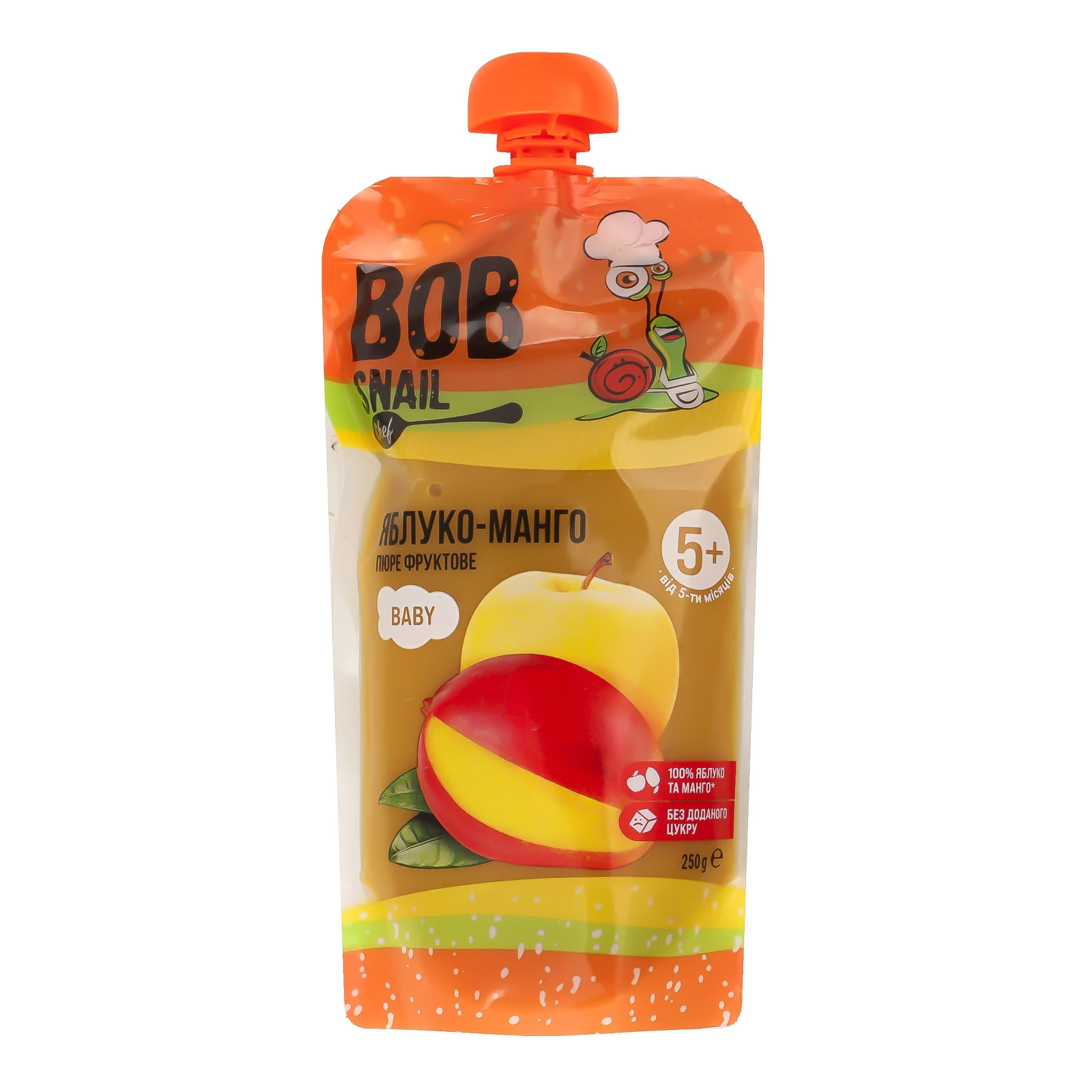Пюре Bob Snail Baby Яблуко-манго фруктове для дітей від 5-ти місяців 250г Фото навігації №:1
