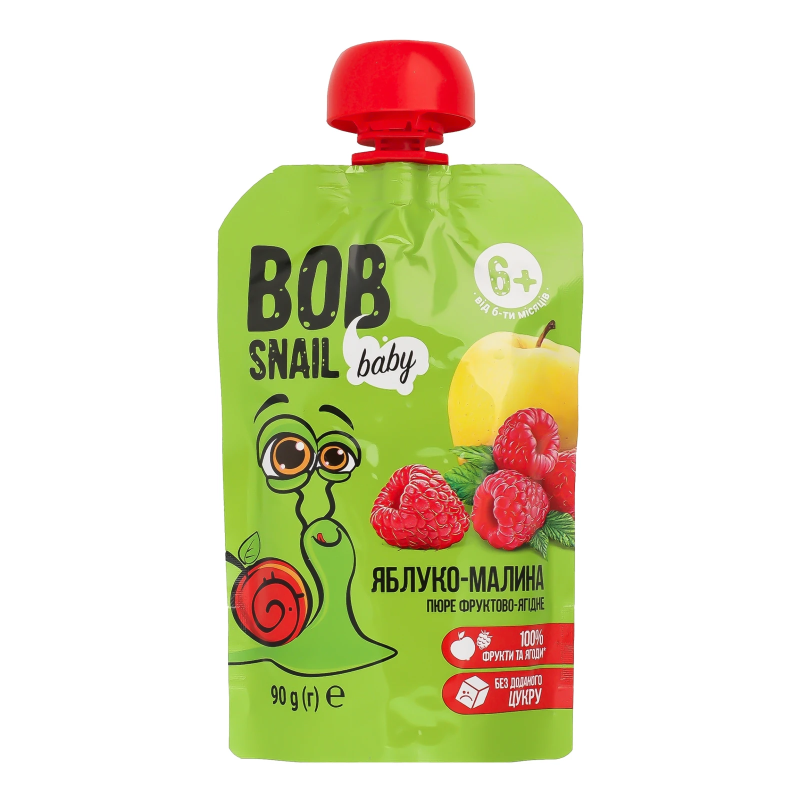 Пюре Bob Snail Baby Яблуко-малина фруктово-ягідне для дітей від 6-ти місяців 90г Фото навігації №:1