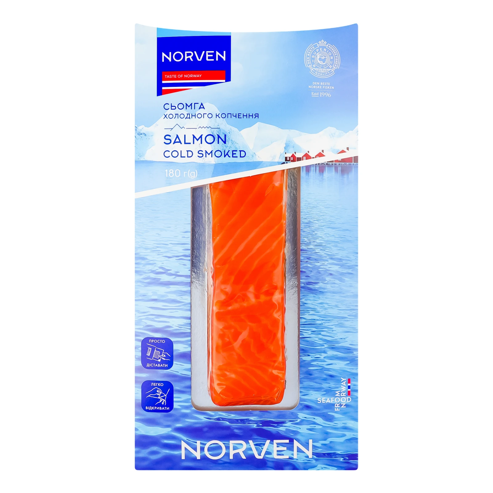 Сьомга Norven 180г х/к шматок на шкурі Фото №:1