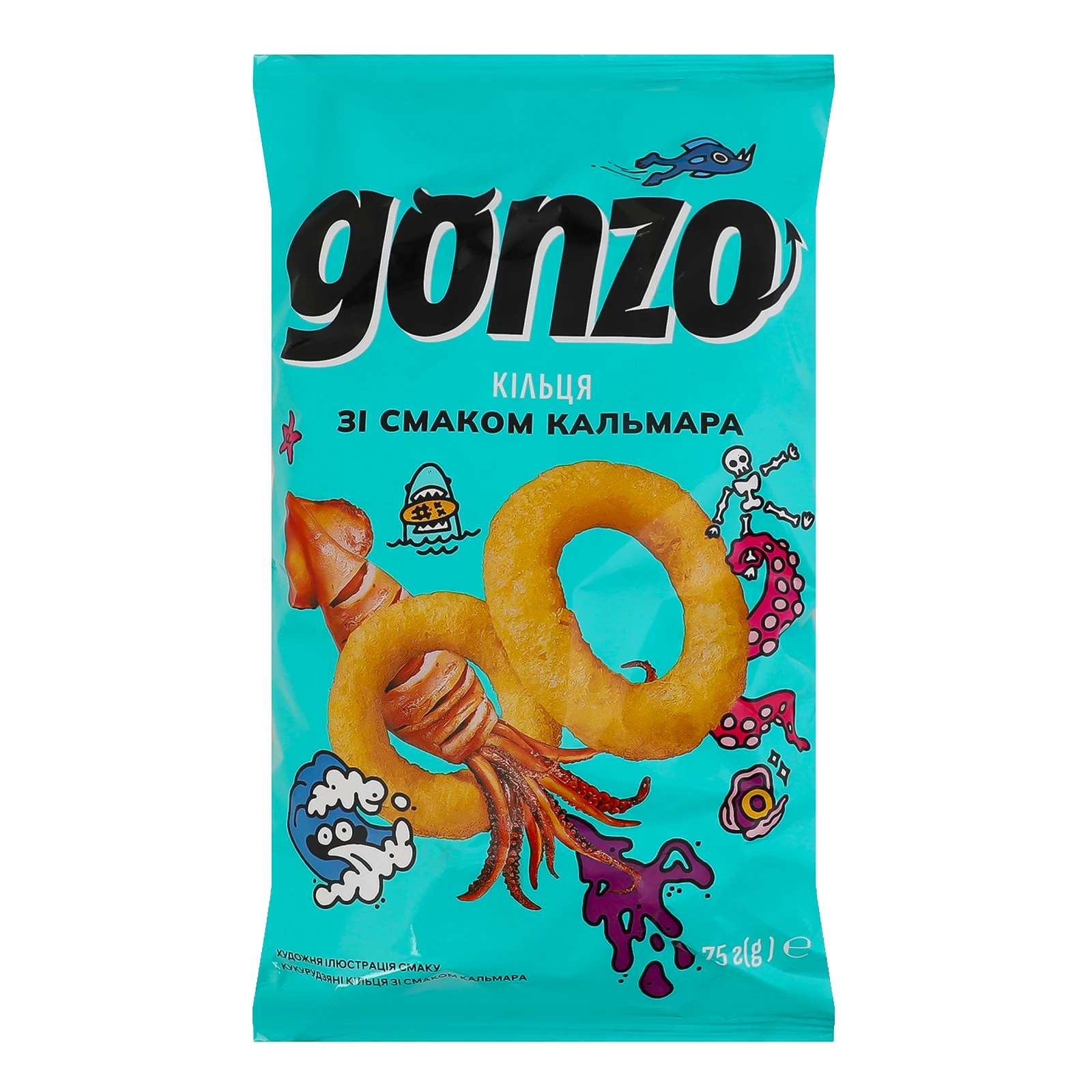 Снеки Gonzo кукурудзяні кільця зі смаком Кальмара 75г