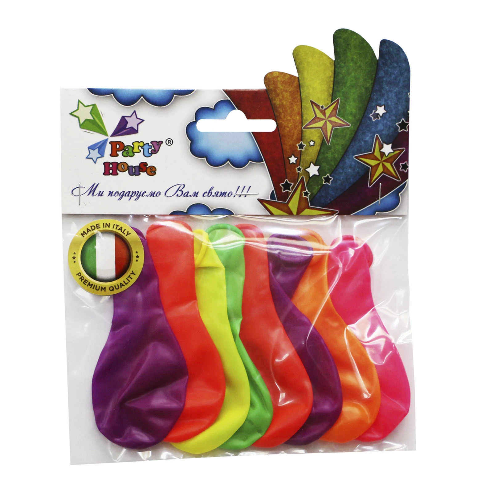 Кульки надувні Party House неон асорті 7 дюймів 8шт Фото №:1