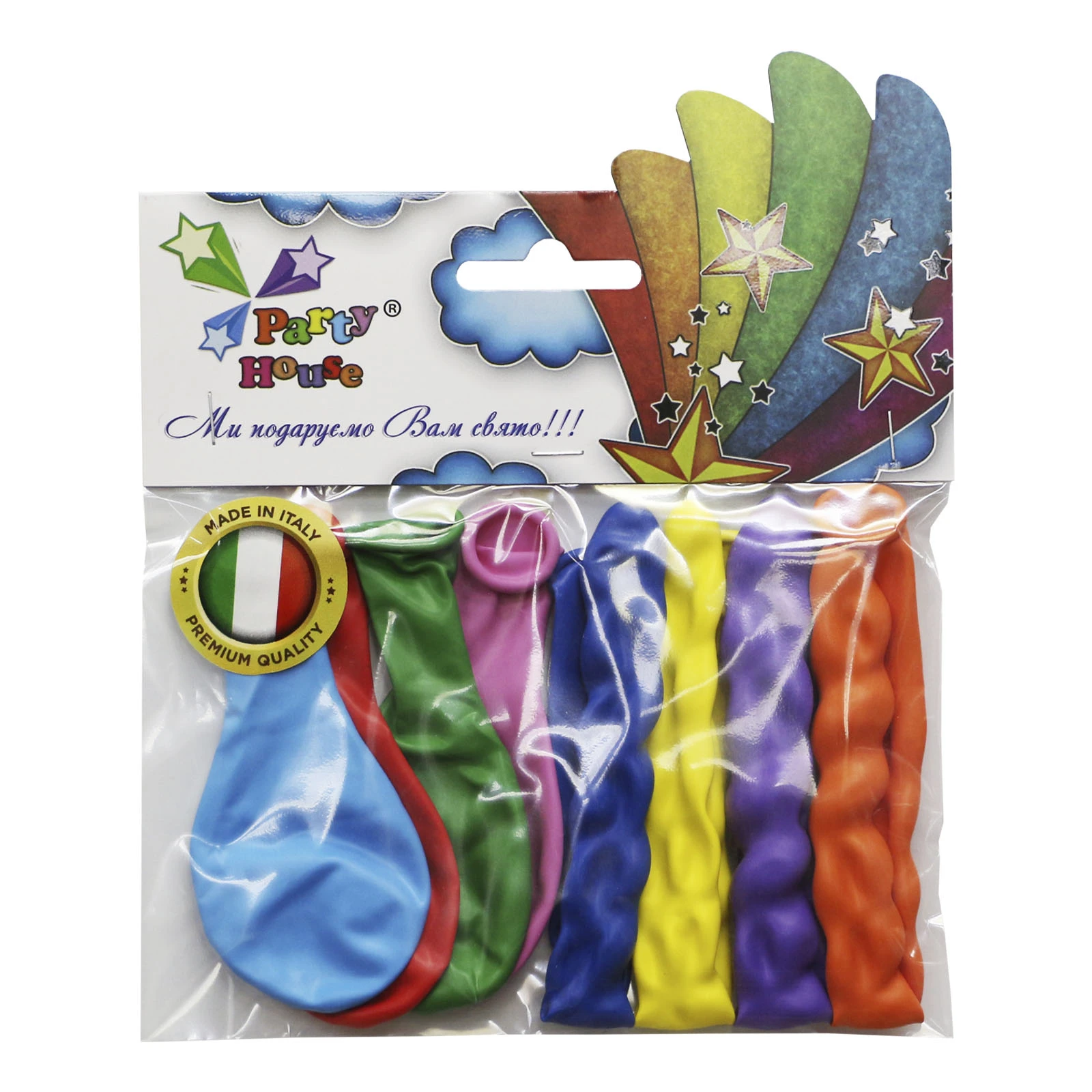 Кульки надувні Party House пастель 7дюймів, спіраль 8шт Фото №:1