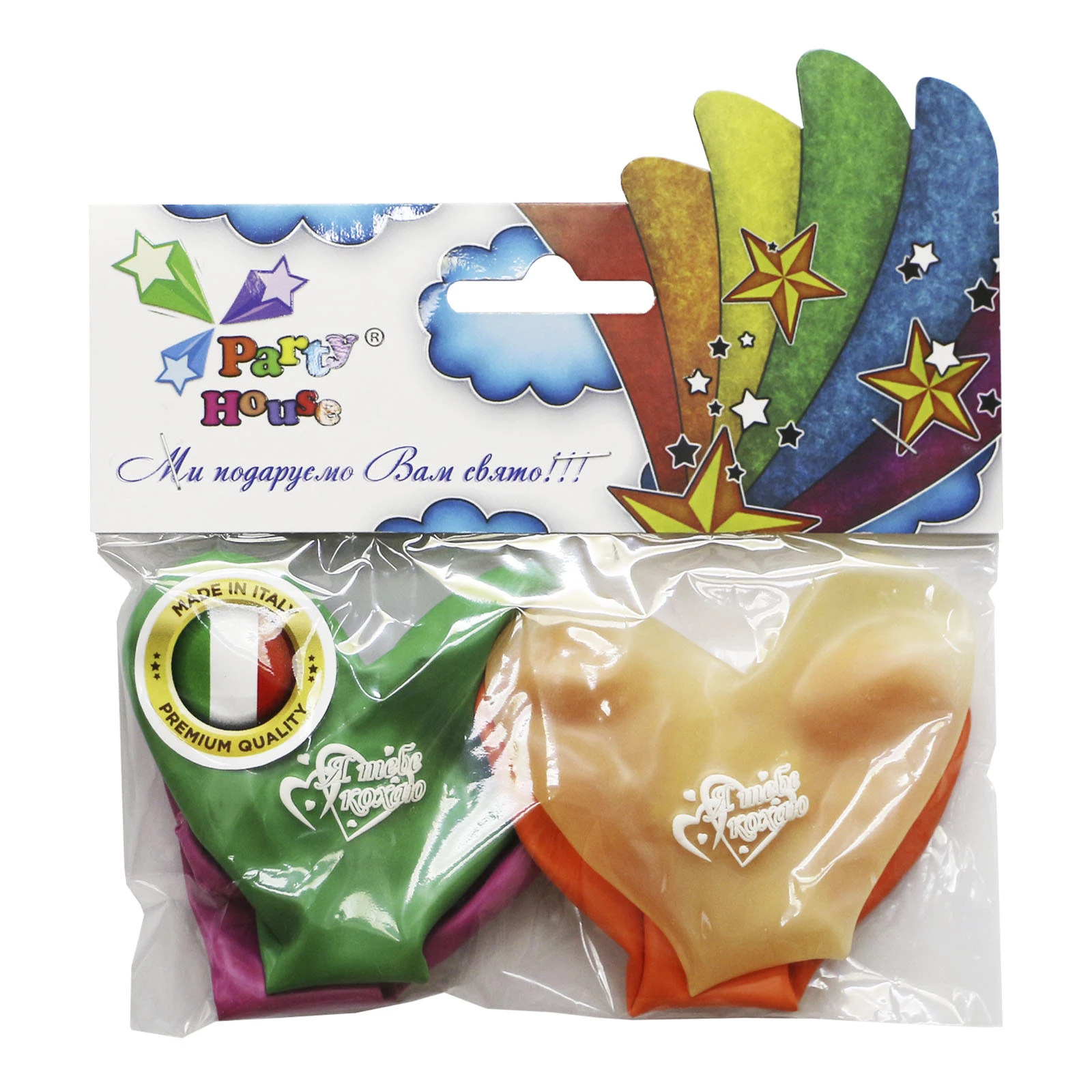 Кульки надувні Party House Серце з малюнком асорті 4шт Фото №:1