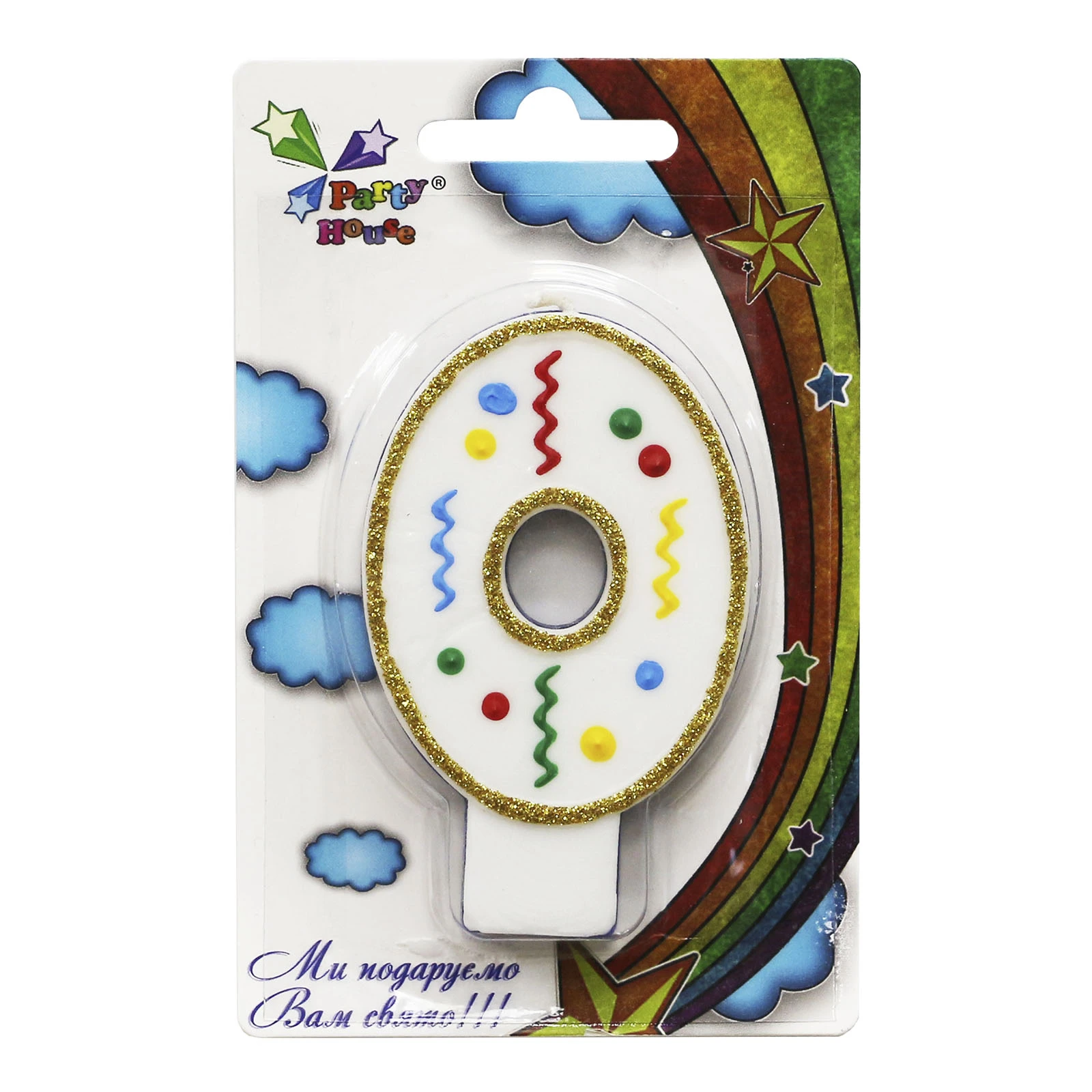 Свічка Party House цифра велика "0" Фото №:1