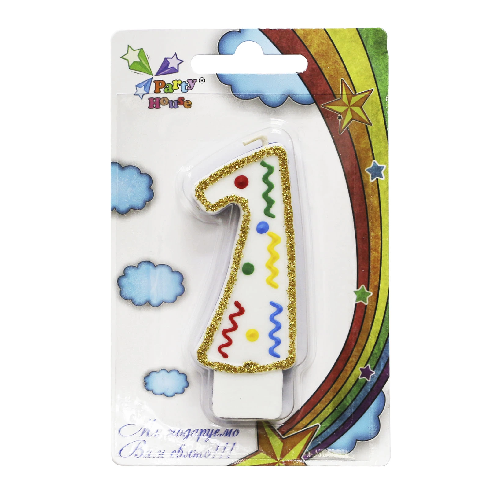 Свічка Party House цифра велика "1" Фото №:1