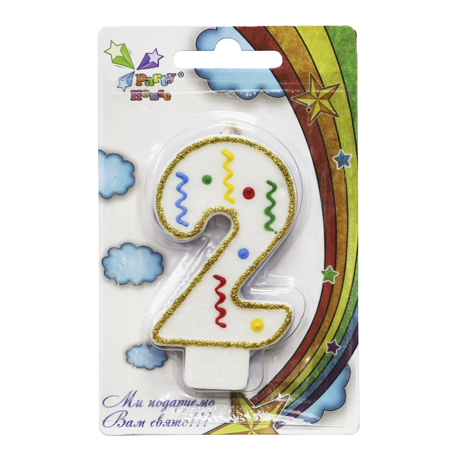 Свічка Party House цифра велика "2" Фото №:1