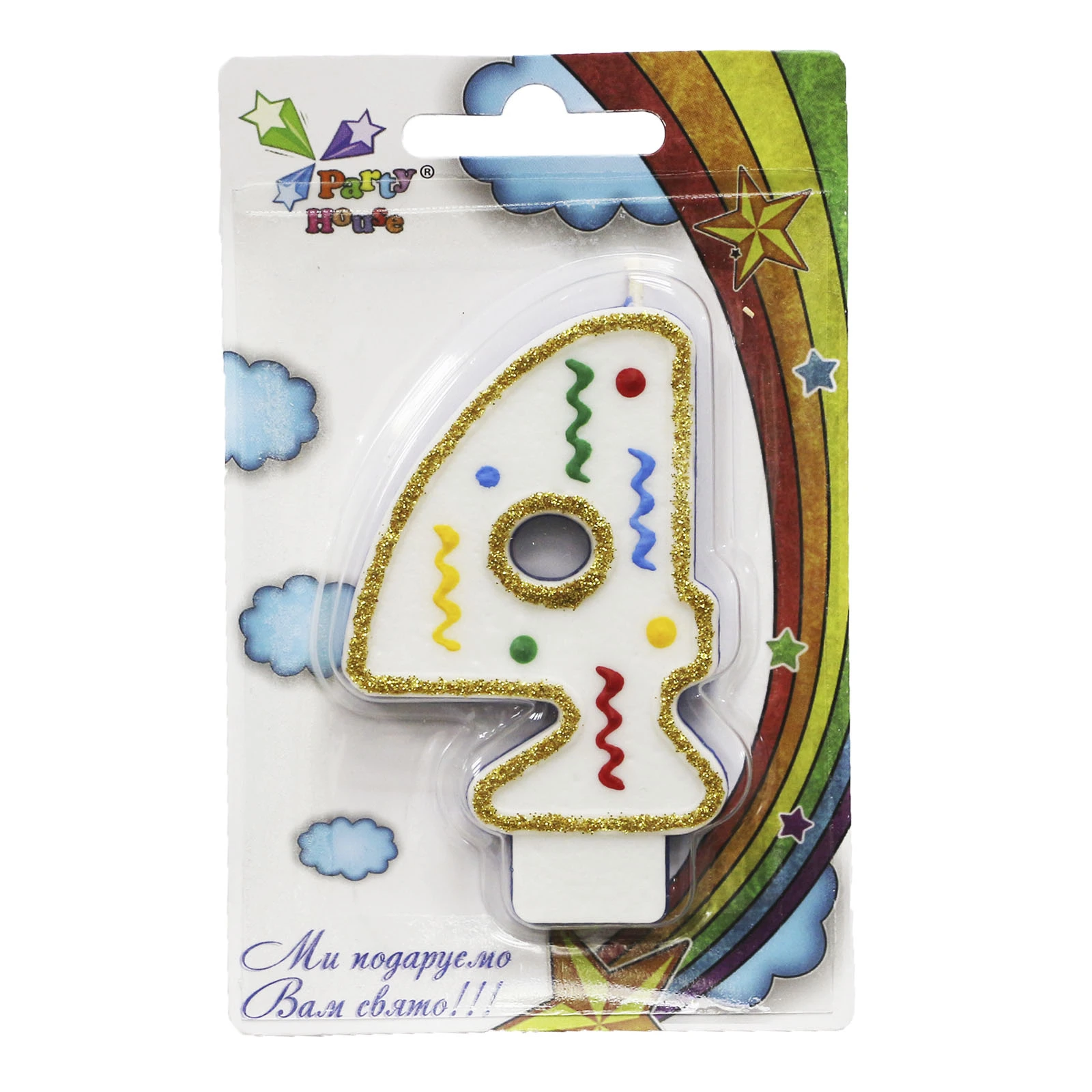 Свічка Party House цифра велика "4" Фото №:1