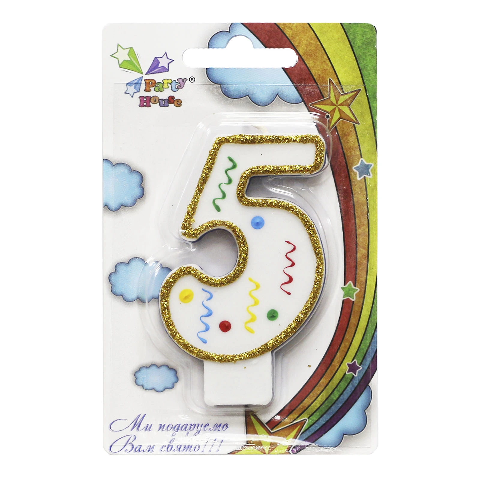 Свічка Party House цифра велика "5" Фото №:1