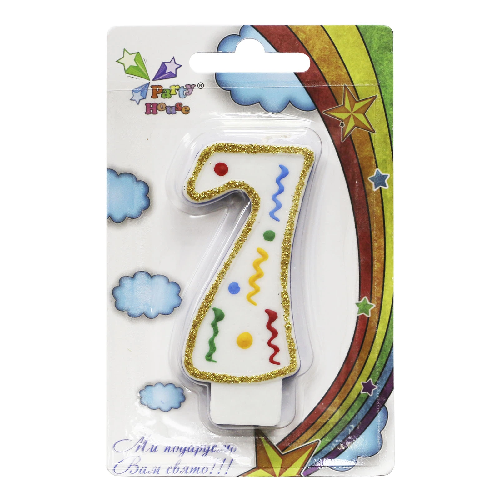 Свічка Party House цифра велика "7" Фото №:1