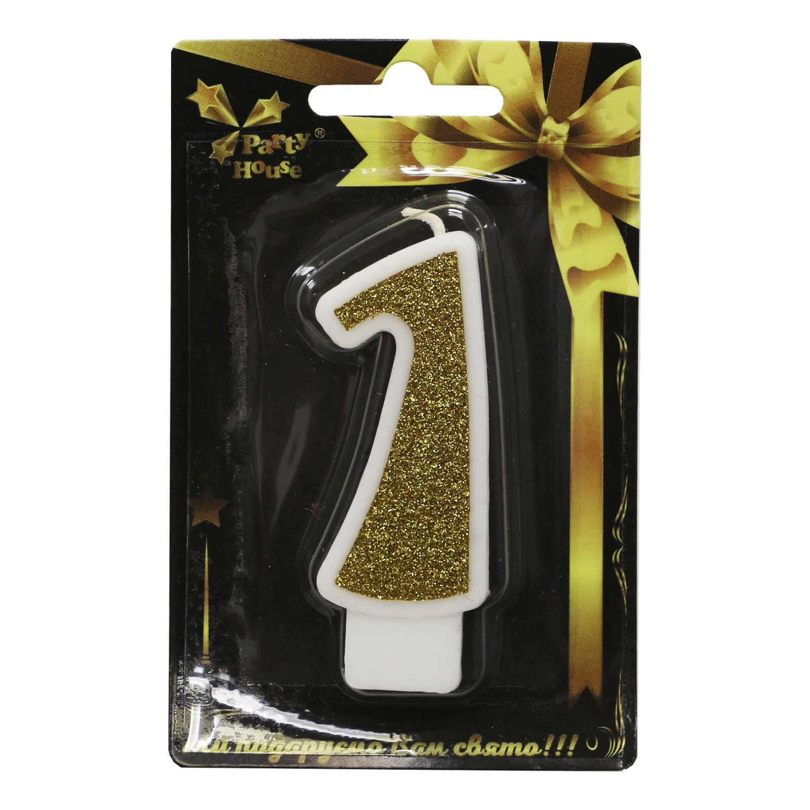 Свічка Party House цифра велика "1" золото Фото №:1